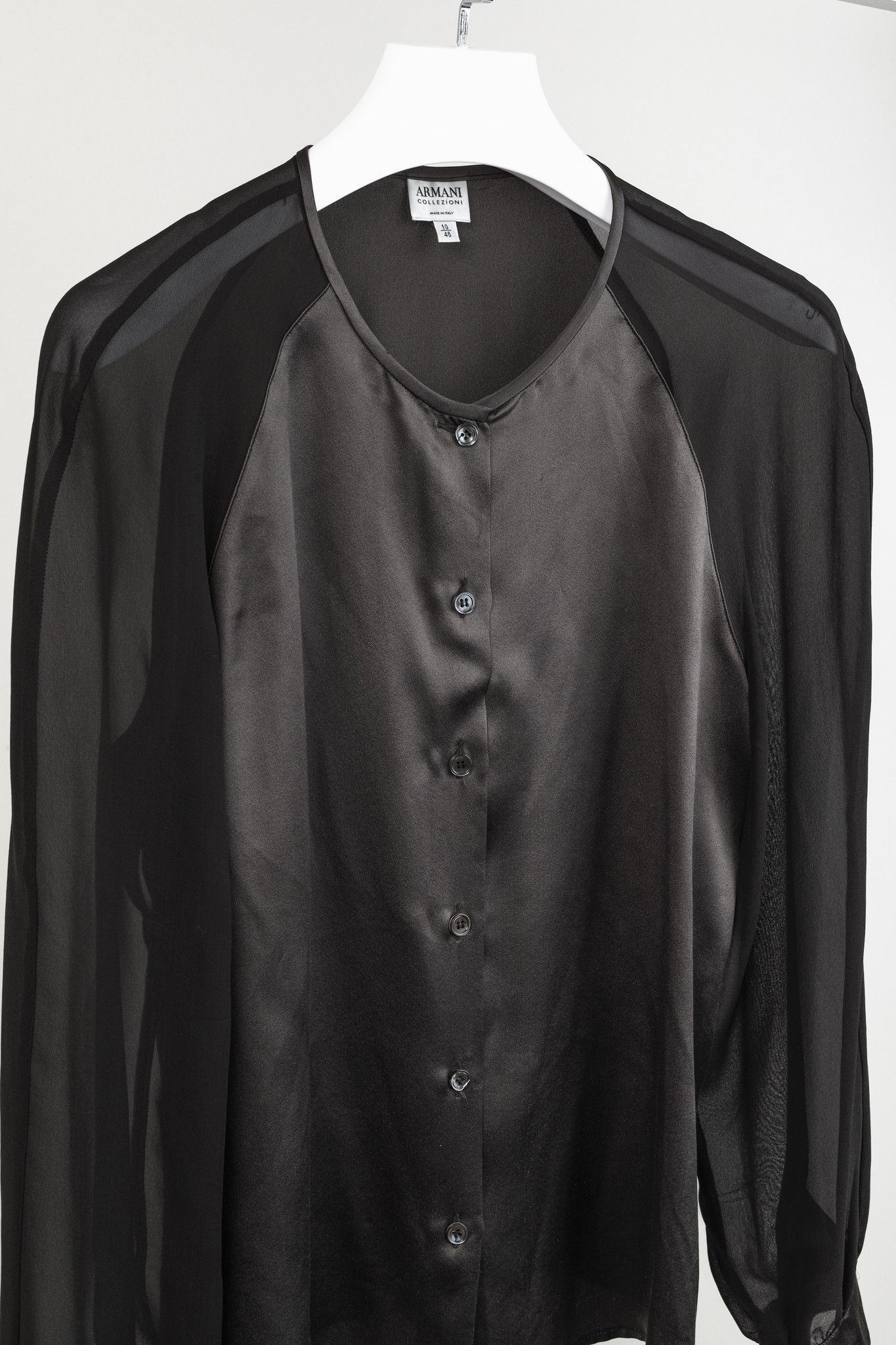 Armani Collezioni Armani Collezioni Raglan Sleeve Grey Silk Blouse Size L / US 10 / IT 46 - 3 Thumbnail