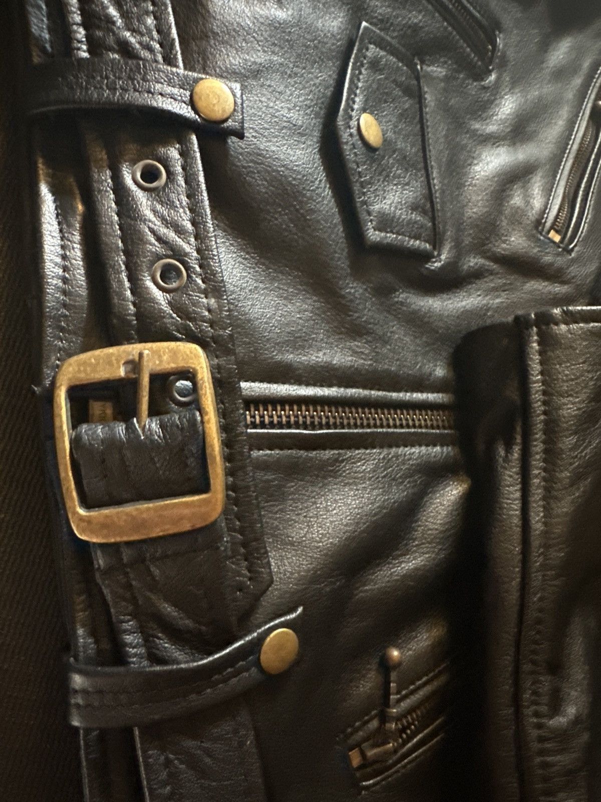Straight To Hell Straight To Hell “Commando” Leather Jacket - Black & Brass Size XXL / US 16-18 / IT 52-54 - 4 Thumbnail