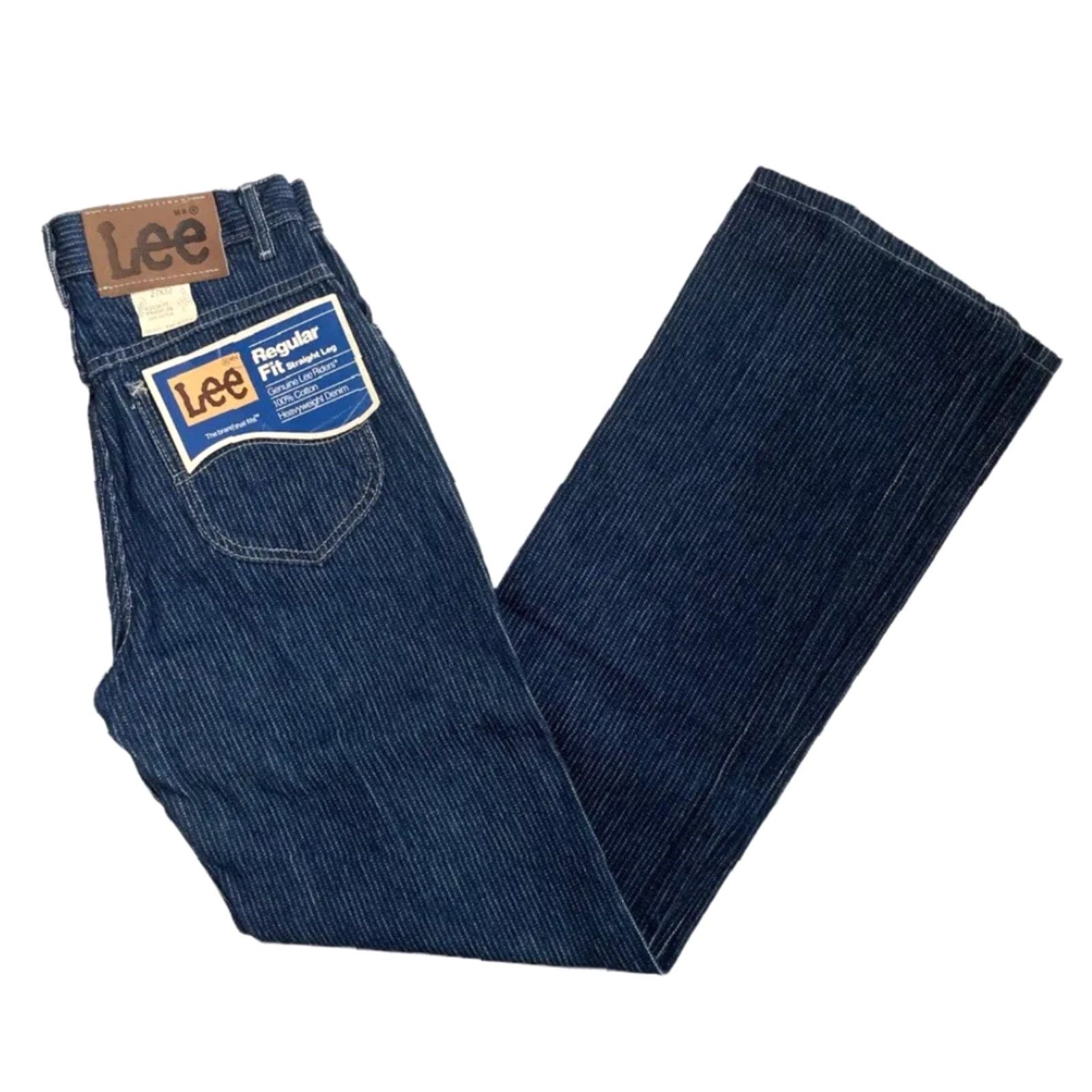 Lee VINTAGE Lee Railroad Stripe Jeans Straight Size 27x32 NWT USA Men Regular 100% Cotton Dark Blue Jeans Size US 27 - 2 Thumbnail