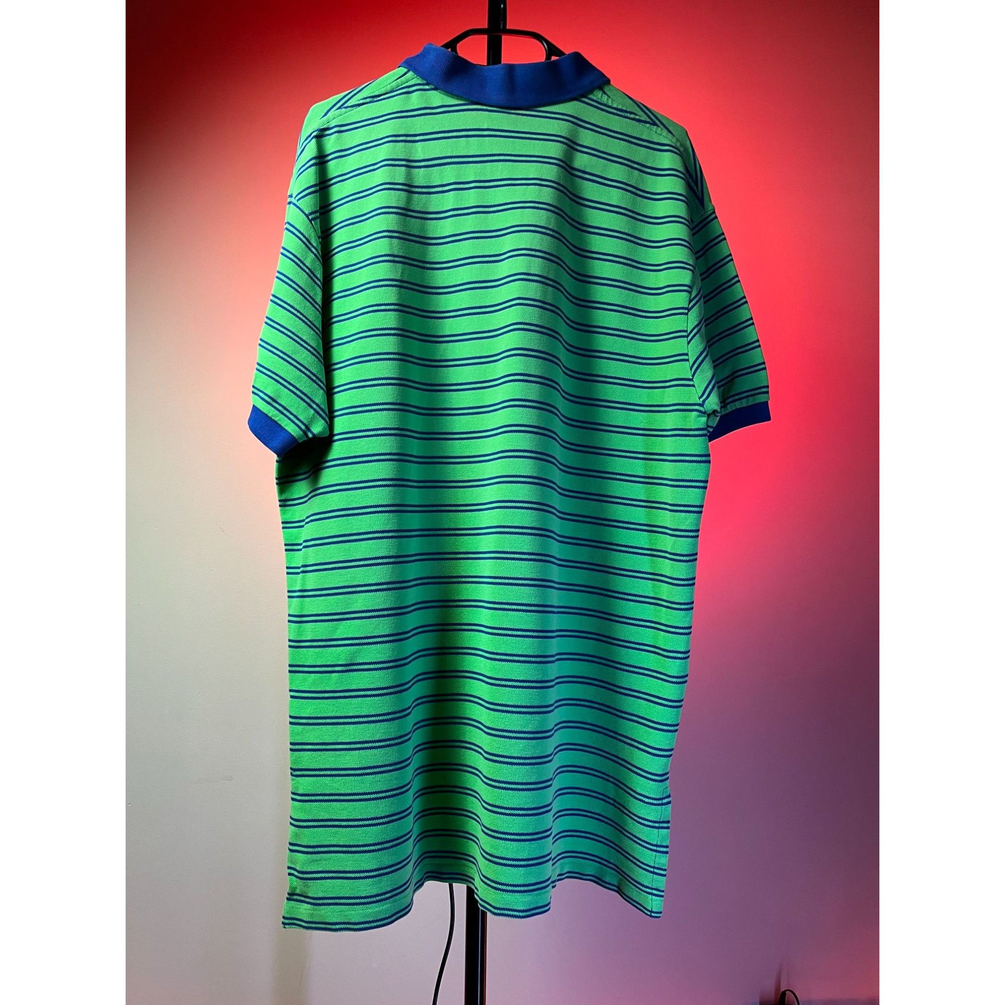 Ralph Lauren × Vintage Vintage Ralph Lauren Polo Shirt Green Blue Stripe XL USA Size US XL / EU 56 / 4 - 6 Thumbnail