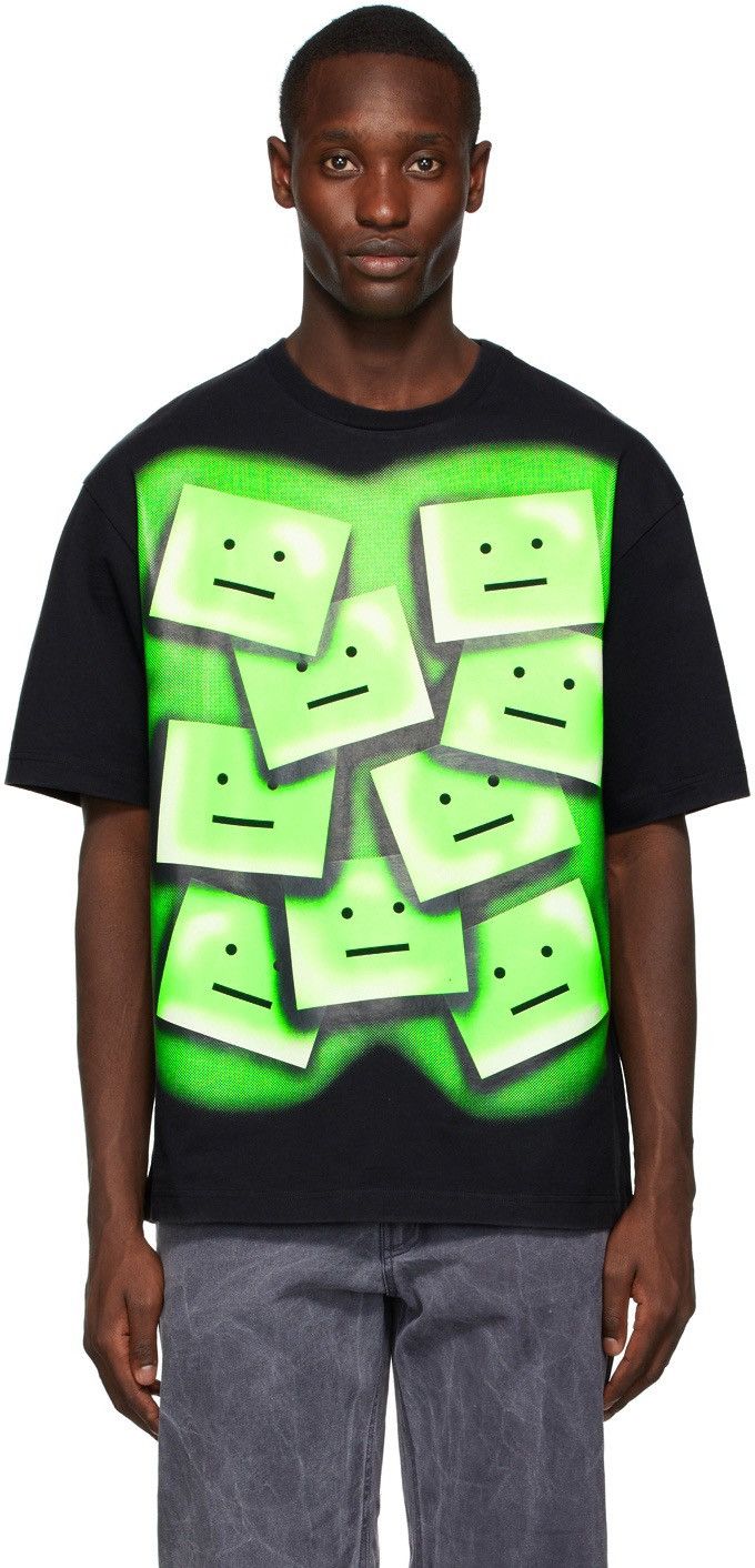 Acne Studios Acne Studios Black & Green Ellison Tone Face T-Shirt Size US L / EU 52-54 / 3 - 8 Thumbnail