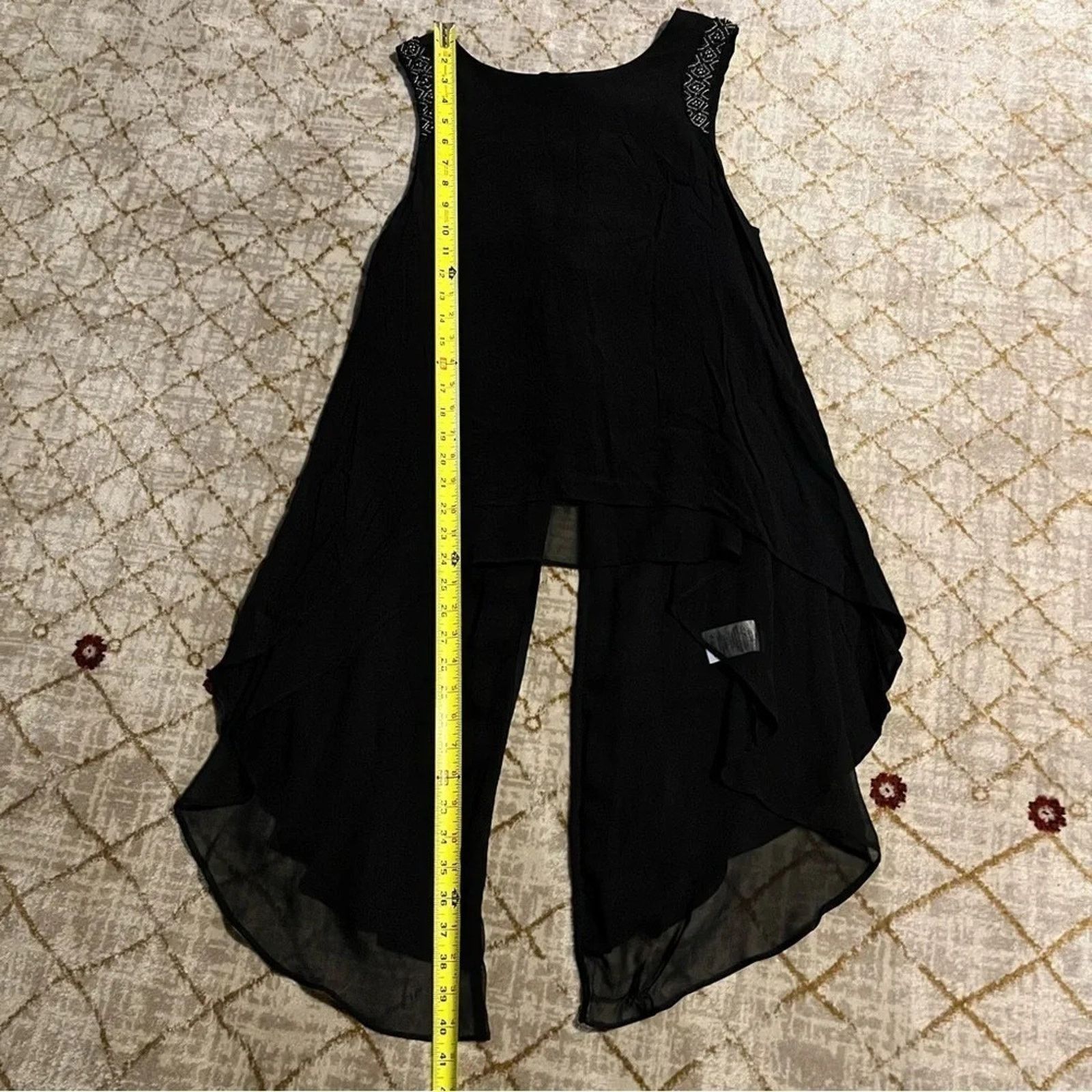Miss Me Miss Me Black Tie Up Open Back Beaded Tank Top Sz M - NWT Size M / US 6-8 / IT 42-44 - 8 Thumbnail