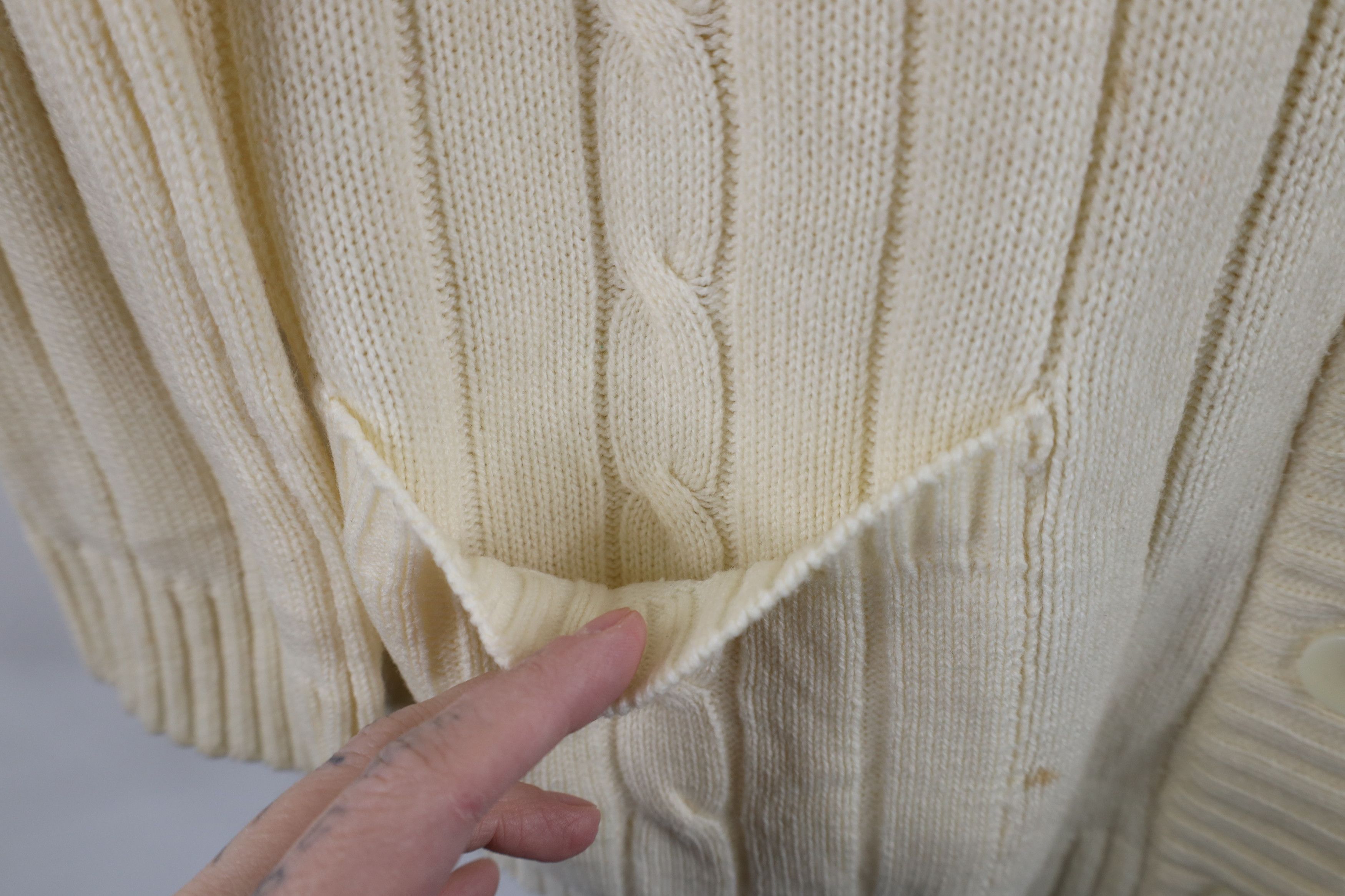 Vintage Vintage 70s Streetwear Ribbed Knit Cardigan Sweater Cream Size S / US 4 / IT 40 - 6 Thumbnail