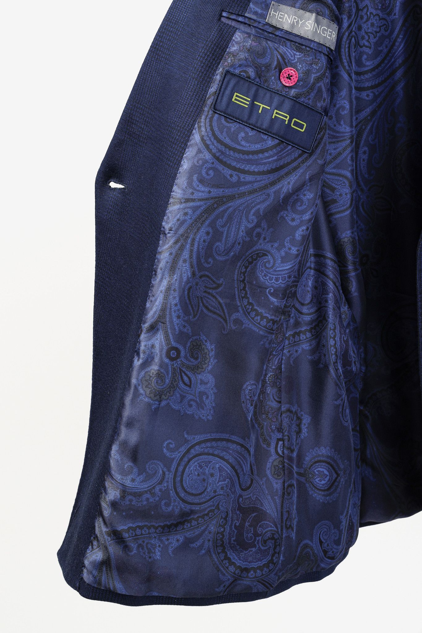 Etro Etro Navy Blue Tartan Double-Breasted Silk-Lined Blazer Size 40R - 8 Thumbnail