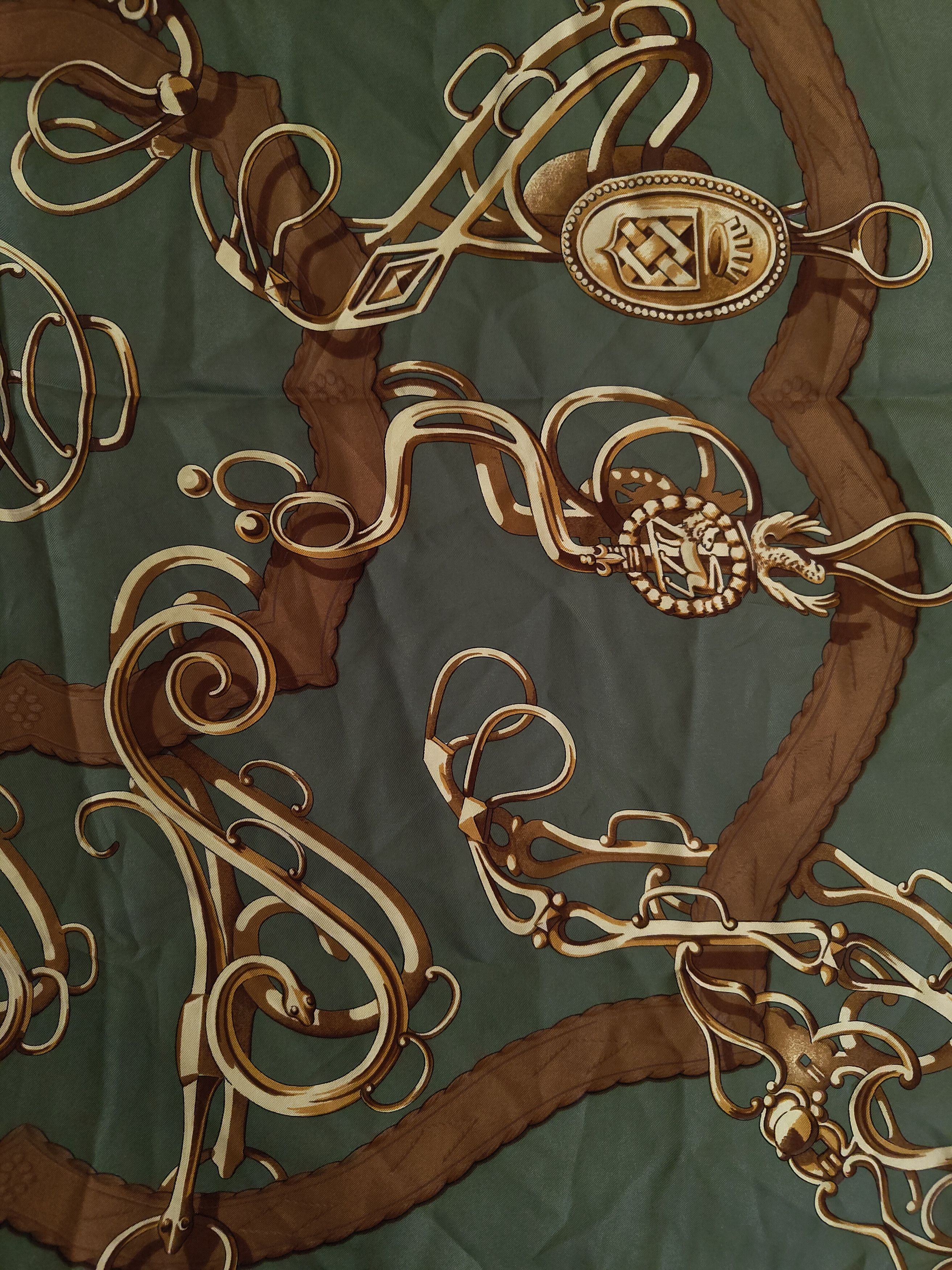 Hermes Silk scarf Hermes Guillemot 1974 in green Size ONE SIZE - 3 Thumbnail
