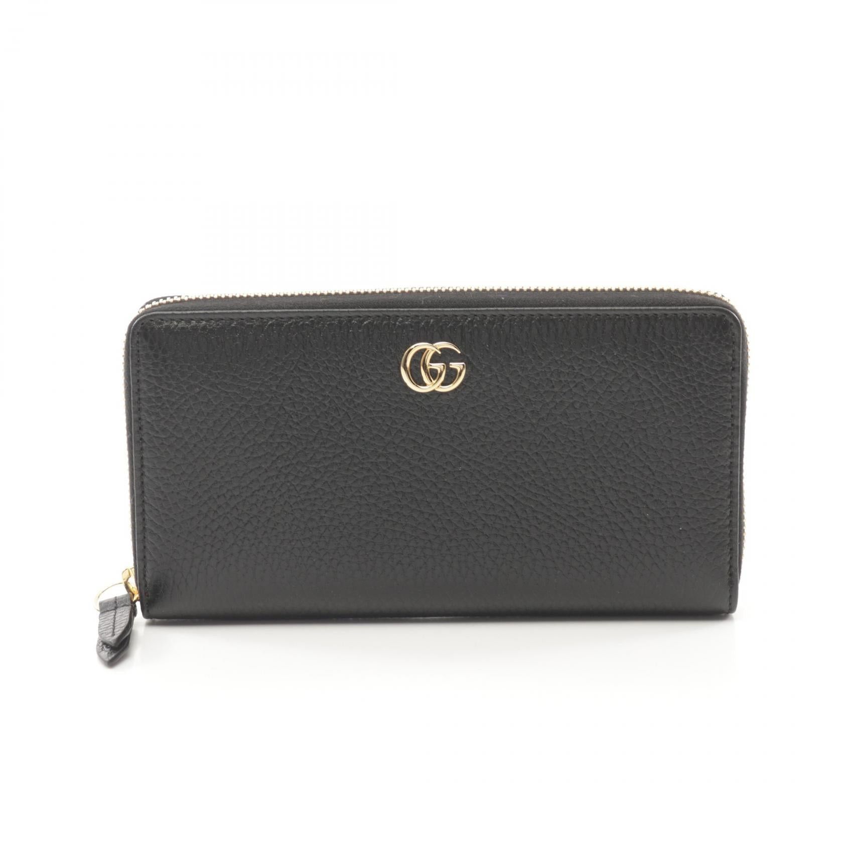 Gucci Gucci Petite Marmont Gg Round Zipper Long Wallet Leather Black Size ONE SIZE - 1 Thumbnail