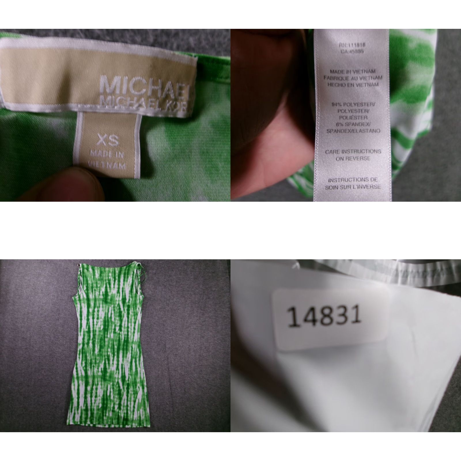 Michael Kors Michael Kors Dress Womens XS Green Tie Dye Sleeveless Cowl Neck Sheath Ruched Size XS / US 0-2 / IT 36-38 - 8 Thumbnail