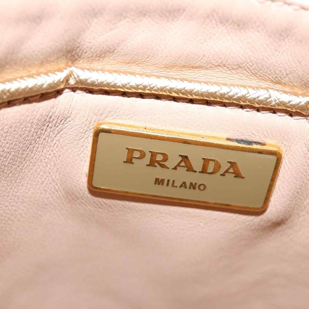 Prada Prada Saffiano Gold Leather Handbag Size ONE SIZE - 6 Thumbnail
