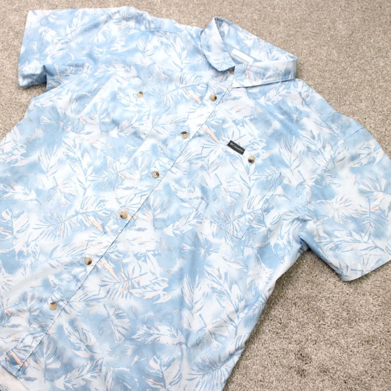 Vintage Columbia Shirt Mens XL Blue Floral Utilizer Printed Woven Short Sleeve Button Up Size US XL / EU 56 / 4 - 4 Thumbnail