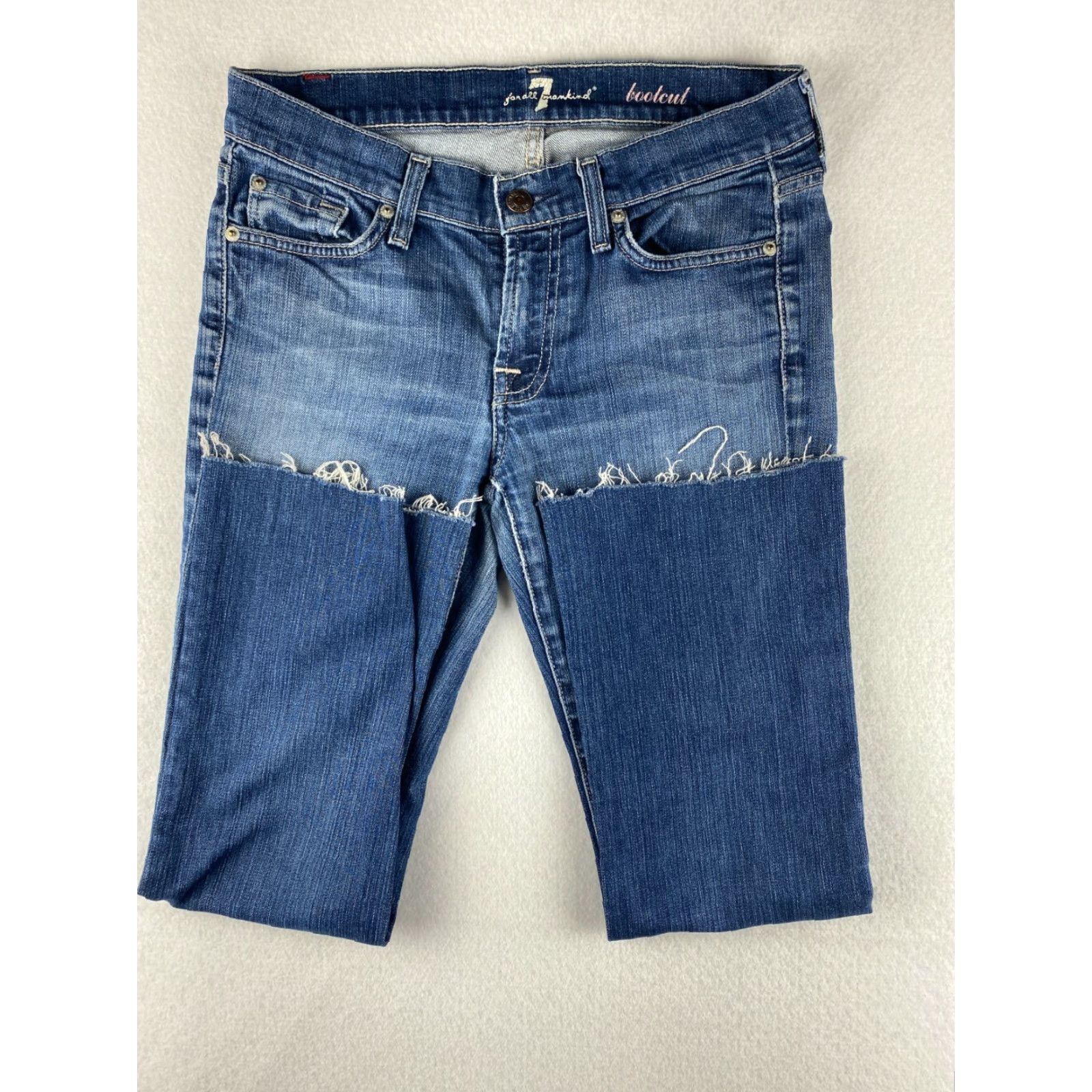 7 For All Mankind 7 For All Mankind Jeans 27 Womens Blue Bootcut Denim Stretch Fray Hem Regular Dark] Size 30" / US 8 / IT 44 - 7 Thumbnail