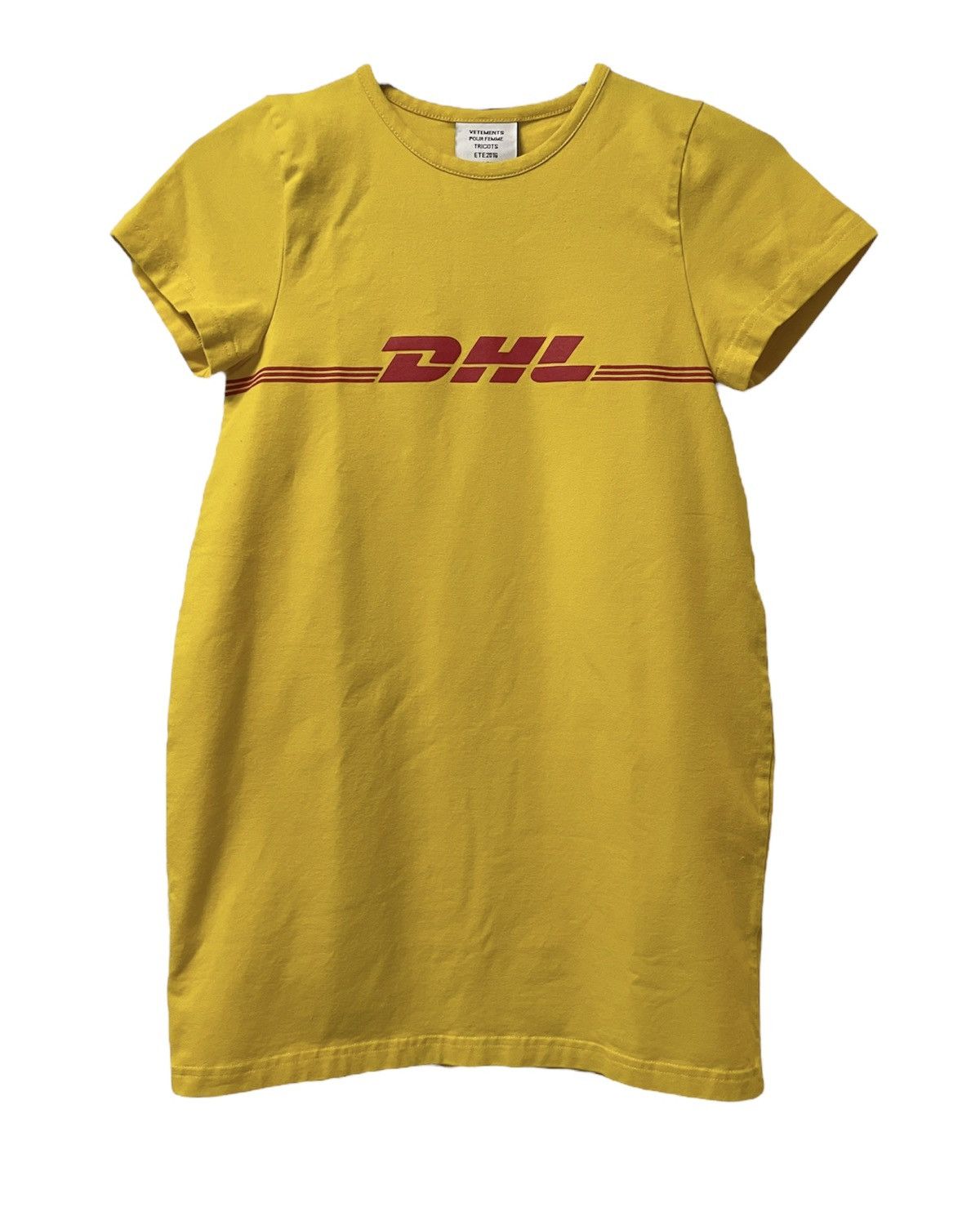 image of Vetements Dhl Tee (Ss16) in Yellow, Women's (Size XS)