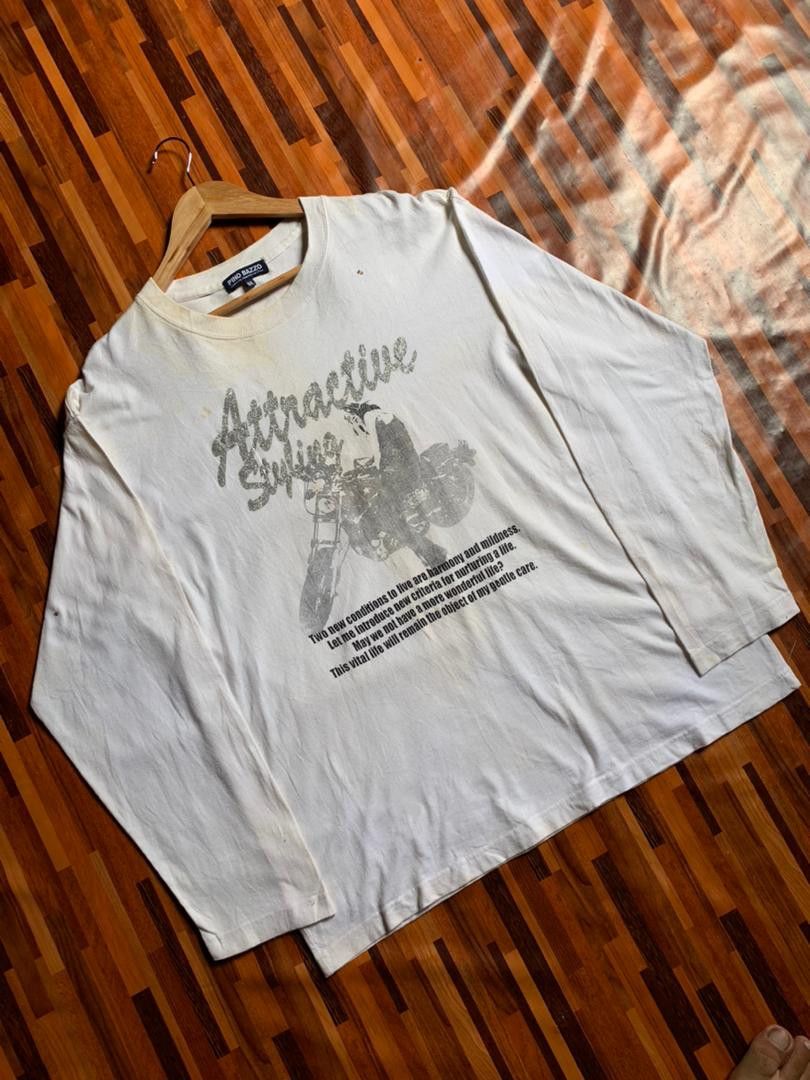 Japanese Brand Pino Bazzo Poem she on bike long Sleeve Size US XL / EU 56 / 4 - 8 Thumbnail