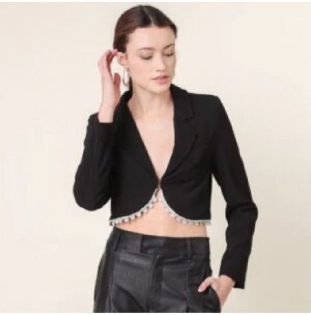 Designer NWT Line & Dot Vaughn Cropped Blazer XS $157 Size XS / US 0-2 / IT 36-38 - 2 Thumbnail