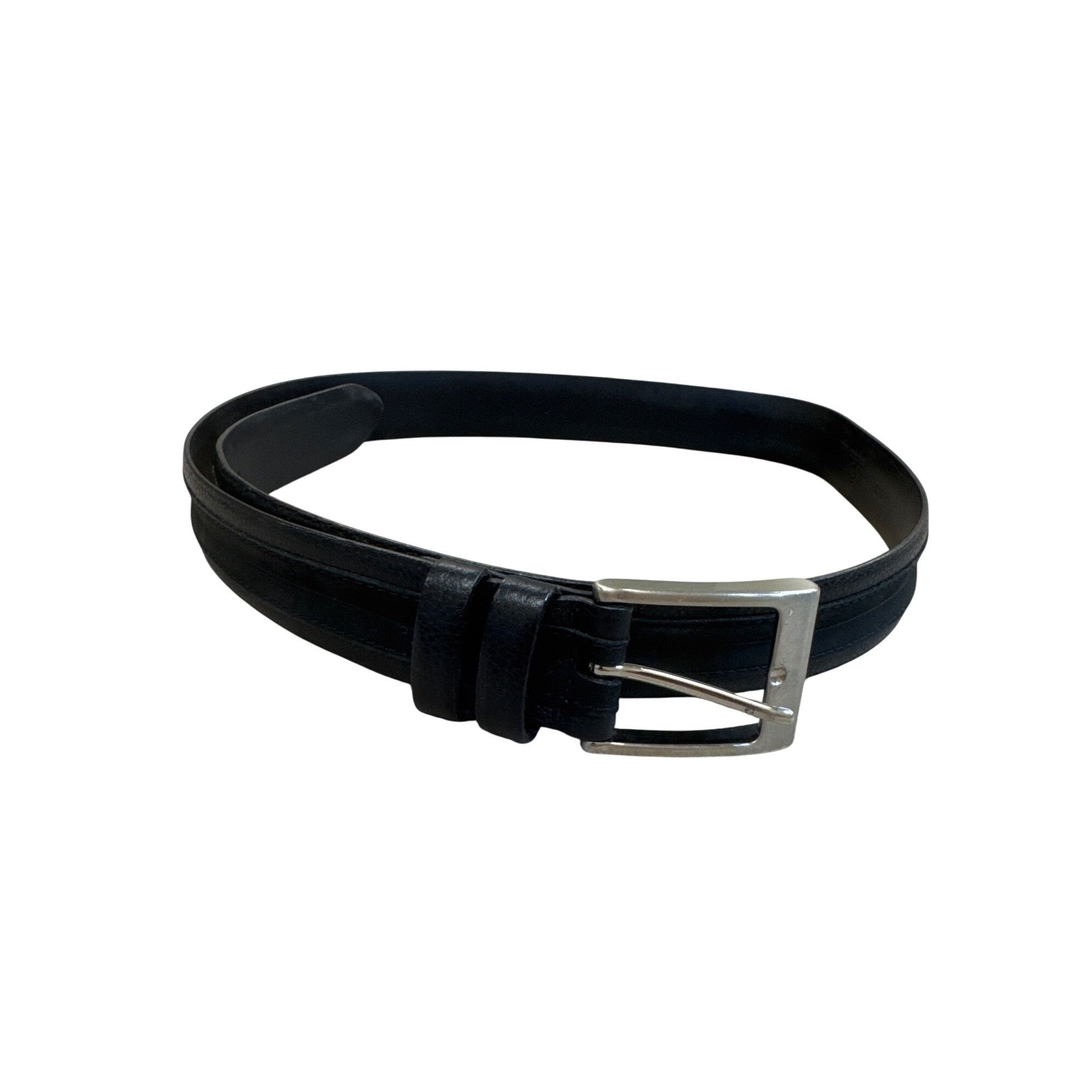 Designer Kolte Italian Made Mens Black Leather Belt W/Solid Brass Buc Size 38 - 1 Thumbnail