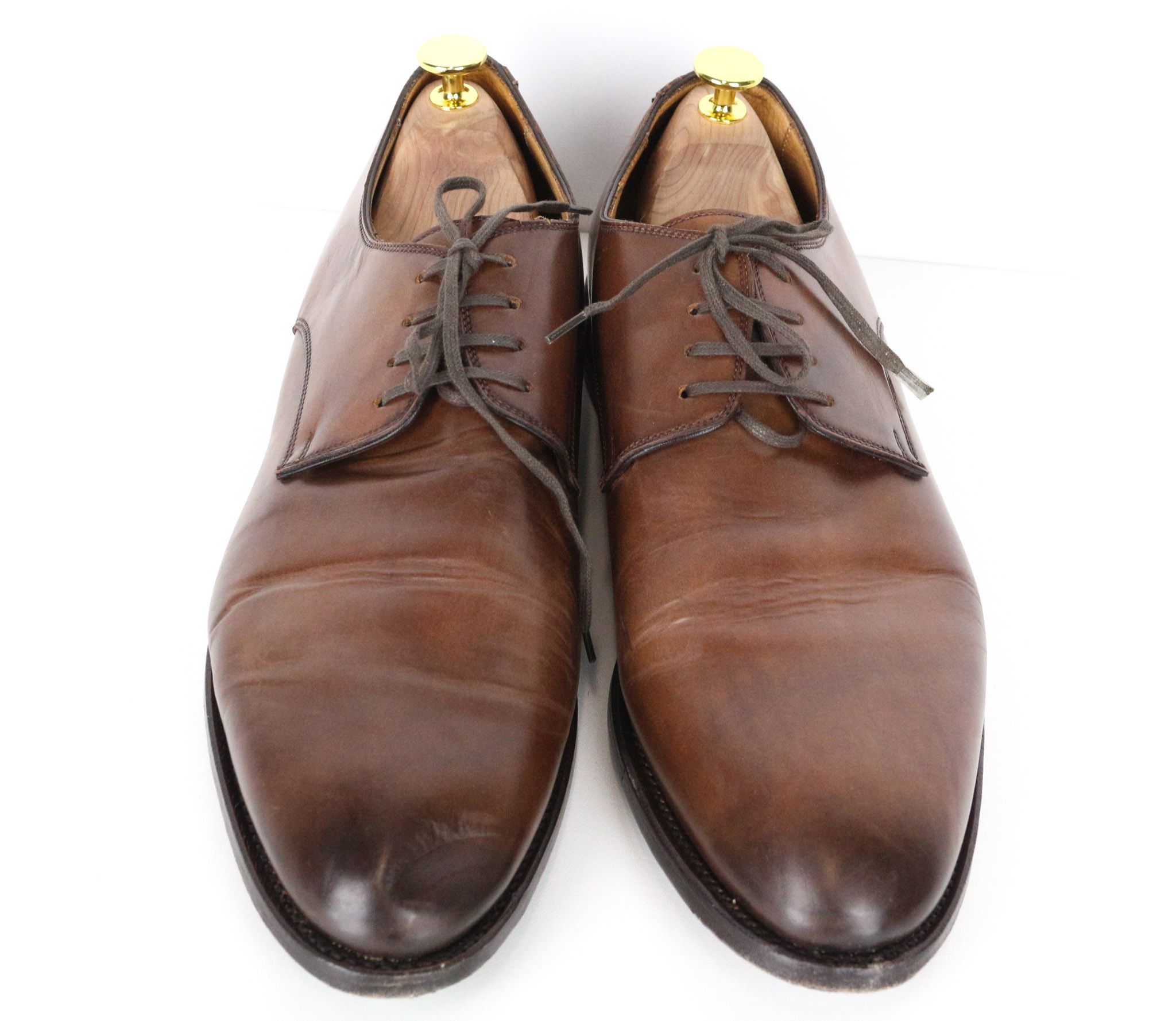 EU44.5 Brown Calf Leather Lace-Up Derby Shoes 73518