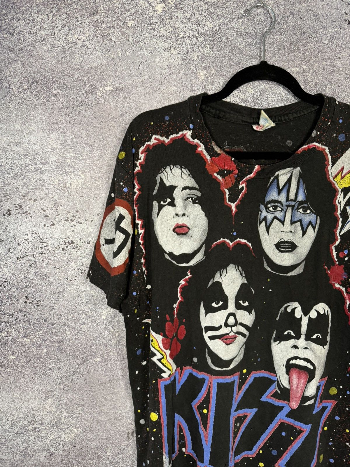 Band Tees × Hanes × Vintage 1992 Vintage KISS T-Shirt Faces AOP Hanes Winterland Concert Size US L / EU 52-54 / 3 - 3 Thumbnail