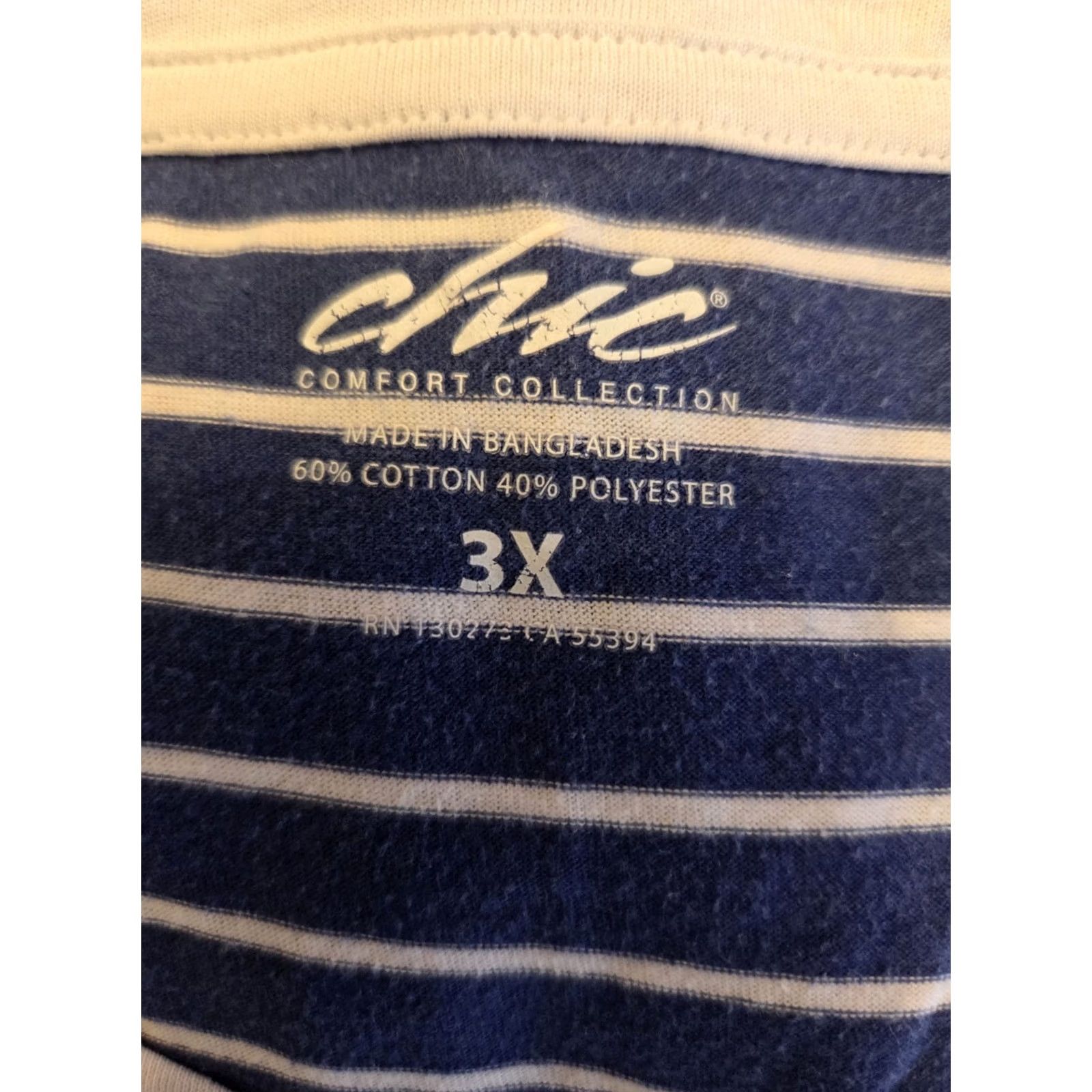 Vintage Chic Comfort Collection Shirt Blue Nautical Stripe Short Sleeve Casual Top 3X Size XXL / US 16-18 / IT 52-54 - 7 Thumbnail