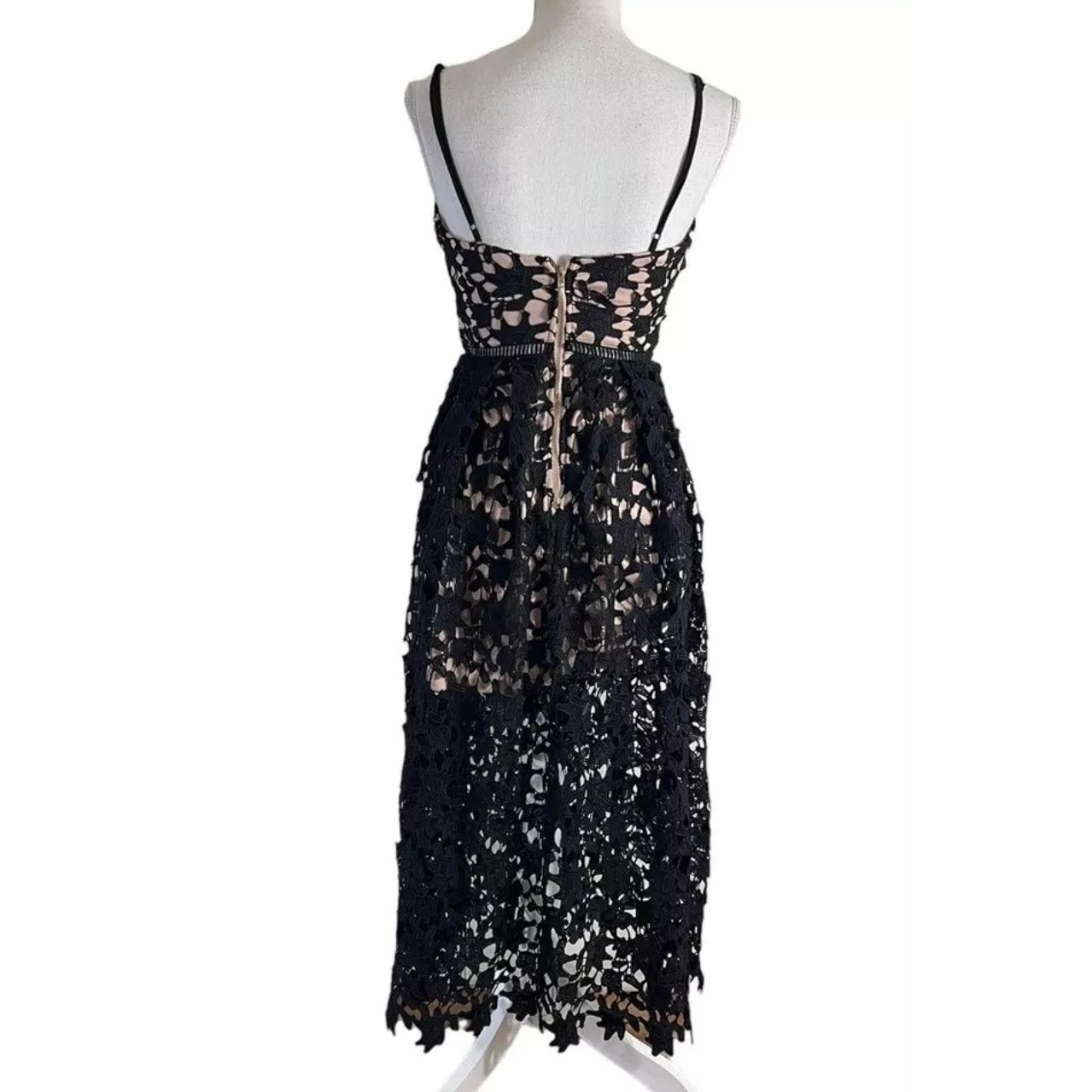 Other Aqua Black Lace Overlay Tan Lining Cami Midi Dress SM Size S / US 4 / IT 40 - 3 Thumbnail