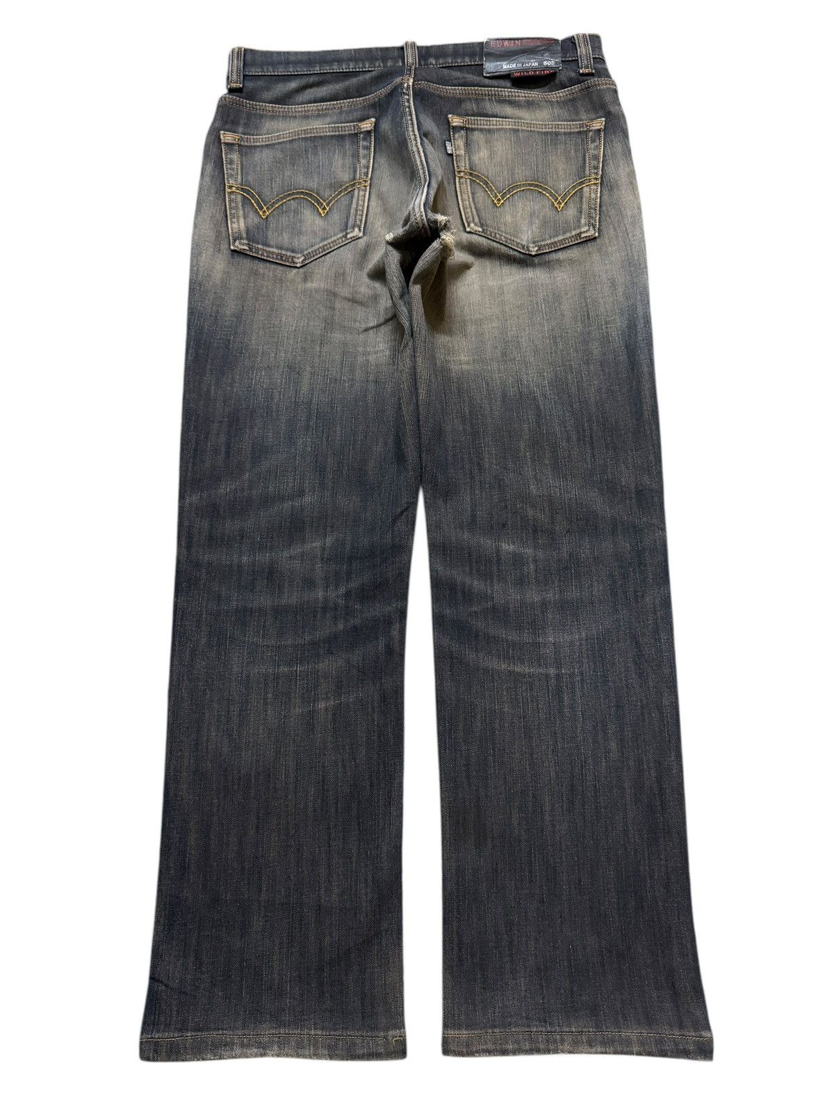 Edwin Vintage 90s Japan Edwin 503 Wild Fire Faded Wash Whiskers Size US 32 / EU 48 - 2 Thumbnail