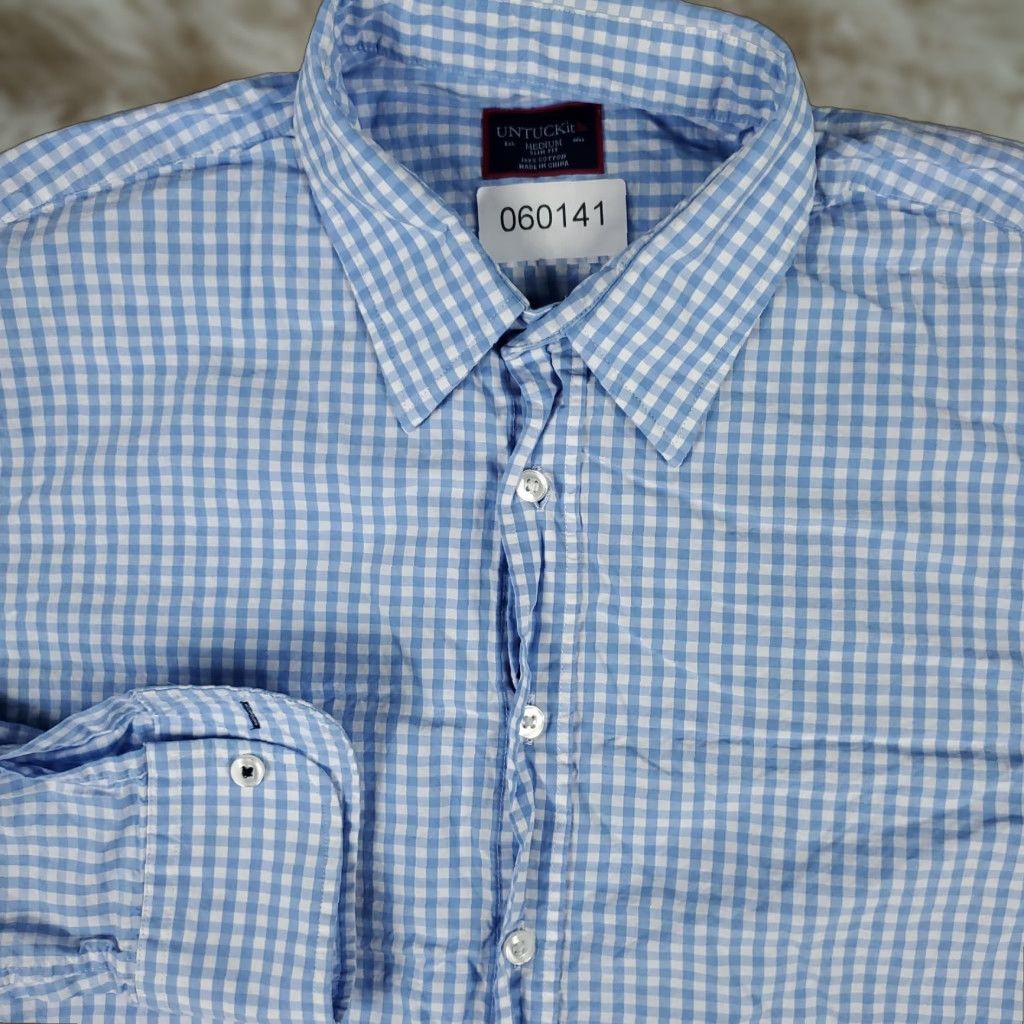 UNTUCKit UNTUCKit Blue Check Button-Up Shirt Mens Medium Slim Fit Long Sleeve Casual Size US M / EU 48-50 / 2 - 1 Thumbnail