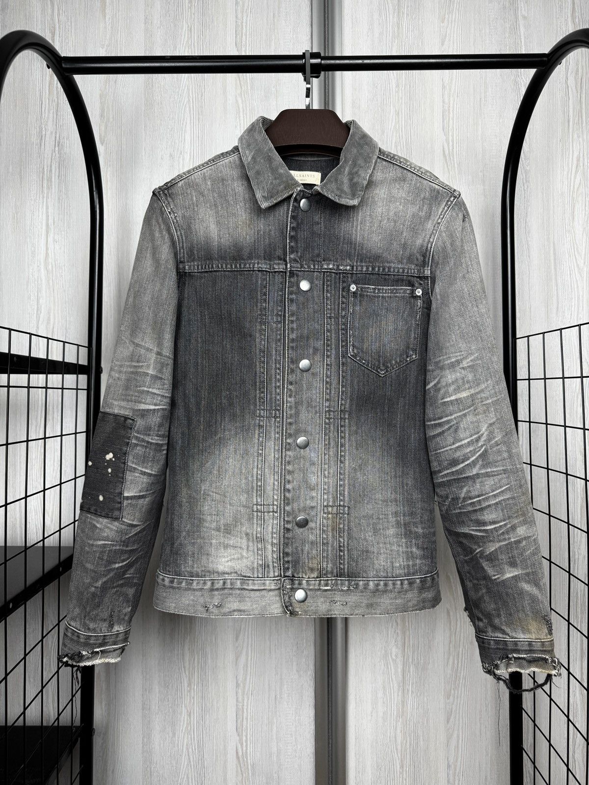 Allsaints Allsaints faded distressed grey gault denim jacket size XS Size US XS / EU 42 / 0 - 2 Thumbnail