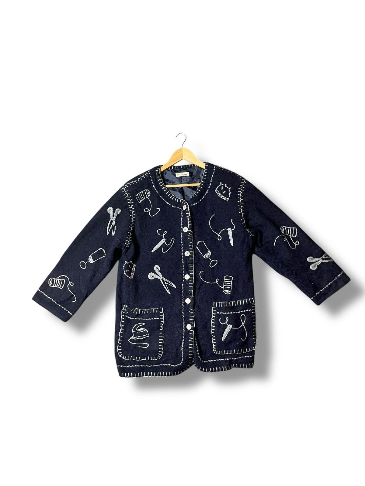 Japanese Brand × Vintage Japanese Handmade Bosom Wool Embroidered Jacket (28) Size US S / EU 44-46 / 1 - 1 Thumbnail