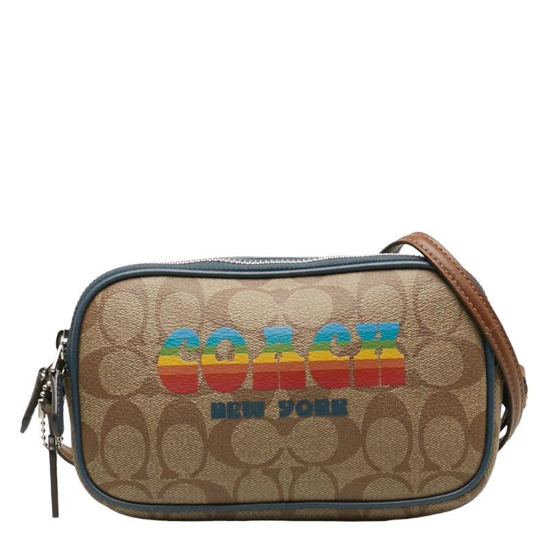 image of Coach Signature Rainbow Print Crossbody Bag in Brown, Women's