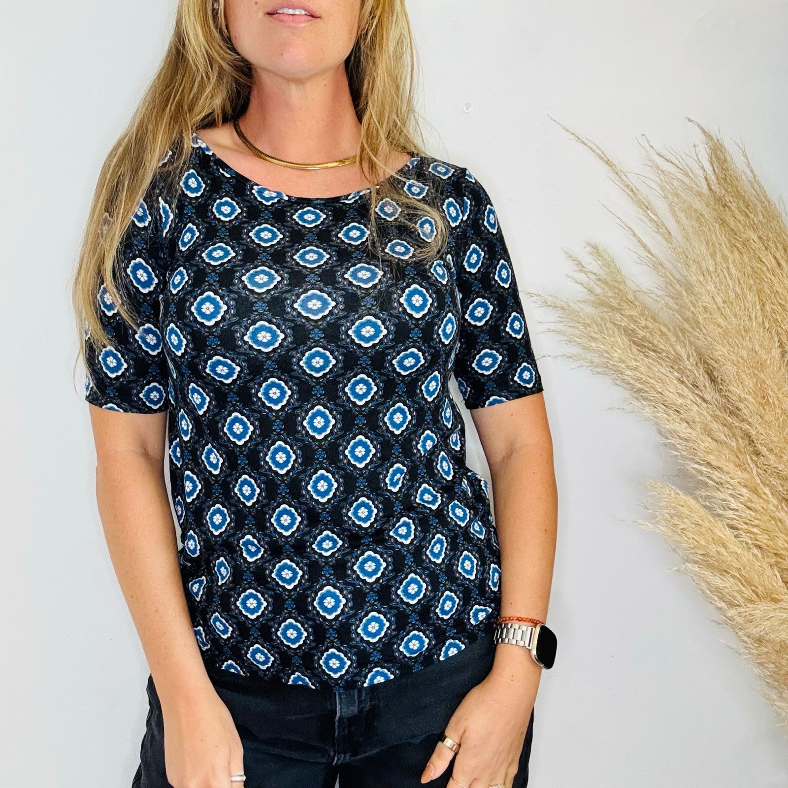 Loft LOFT Black White Blue Print Half Sleeve $68 Blouse Shirt XS Size XS / US 0-2 / IT 36-38 - 10 Thumbnail