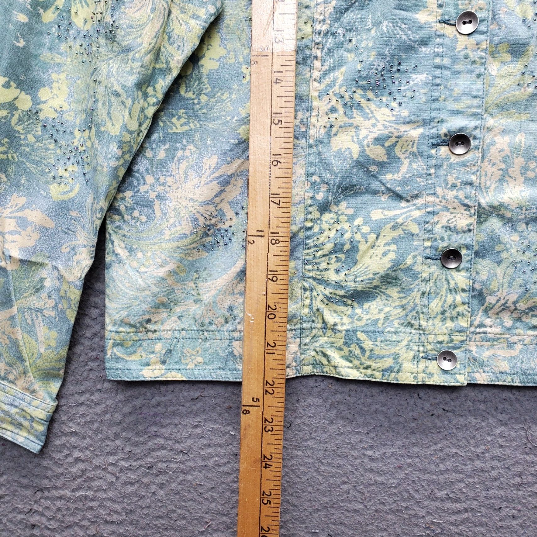 Coldwater Creek Coldwater Creek Womens Jacket M Beaded Collared Leaf Print Front Button Front Size M / US 6-8 / IT 42-44 - 3 Thumbnail