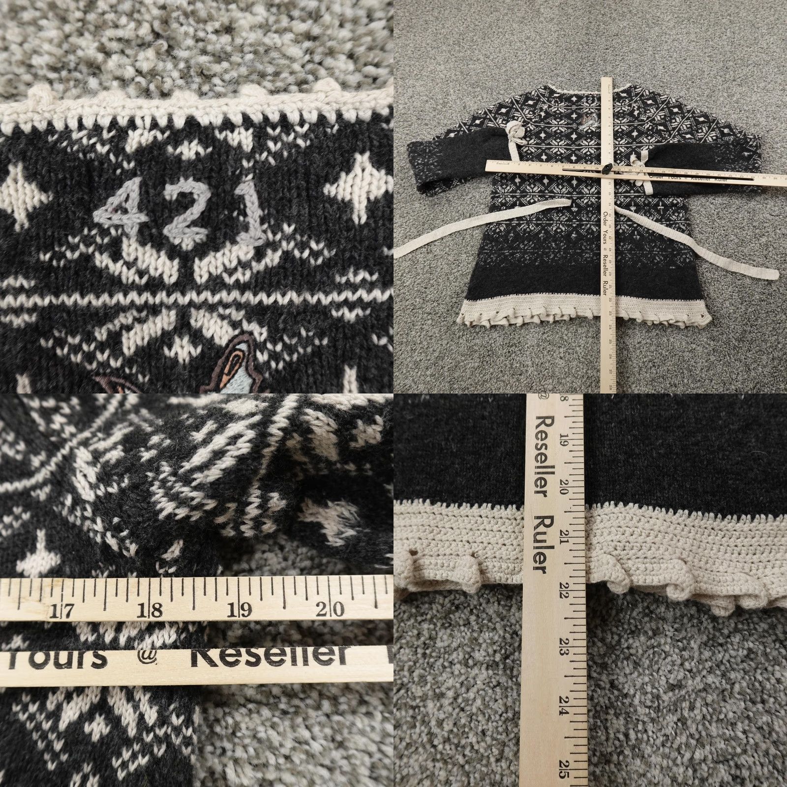 Anthropologie Odd Molly Sweater Womens M Black Nordic Fair Isle Knit Crochet Wool Cotton Nylon Knit Pullover Casual 90s Boyfriend Mens Womens? Size M / US 6-8 / IT 42-44 - 8 Thumbnail