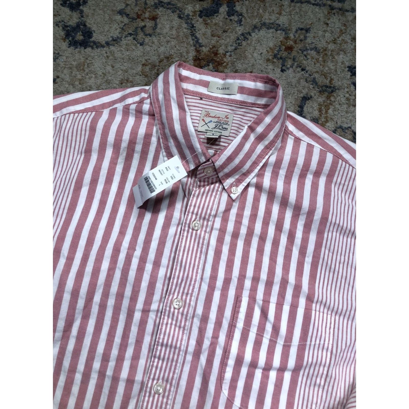 J.Crew J.Crew Mens Large Red Stripe Broken-In Oxford Shirt Long Sleeve Button-Down Button-Up Size US L / EU 52-54 / 3 - 6 Thumbnail