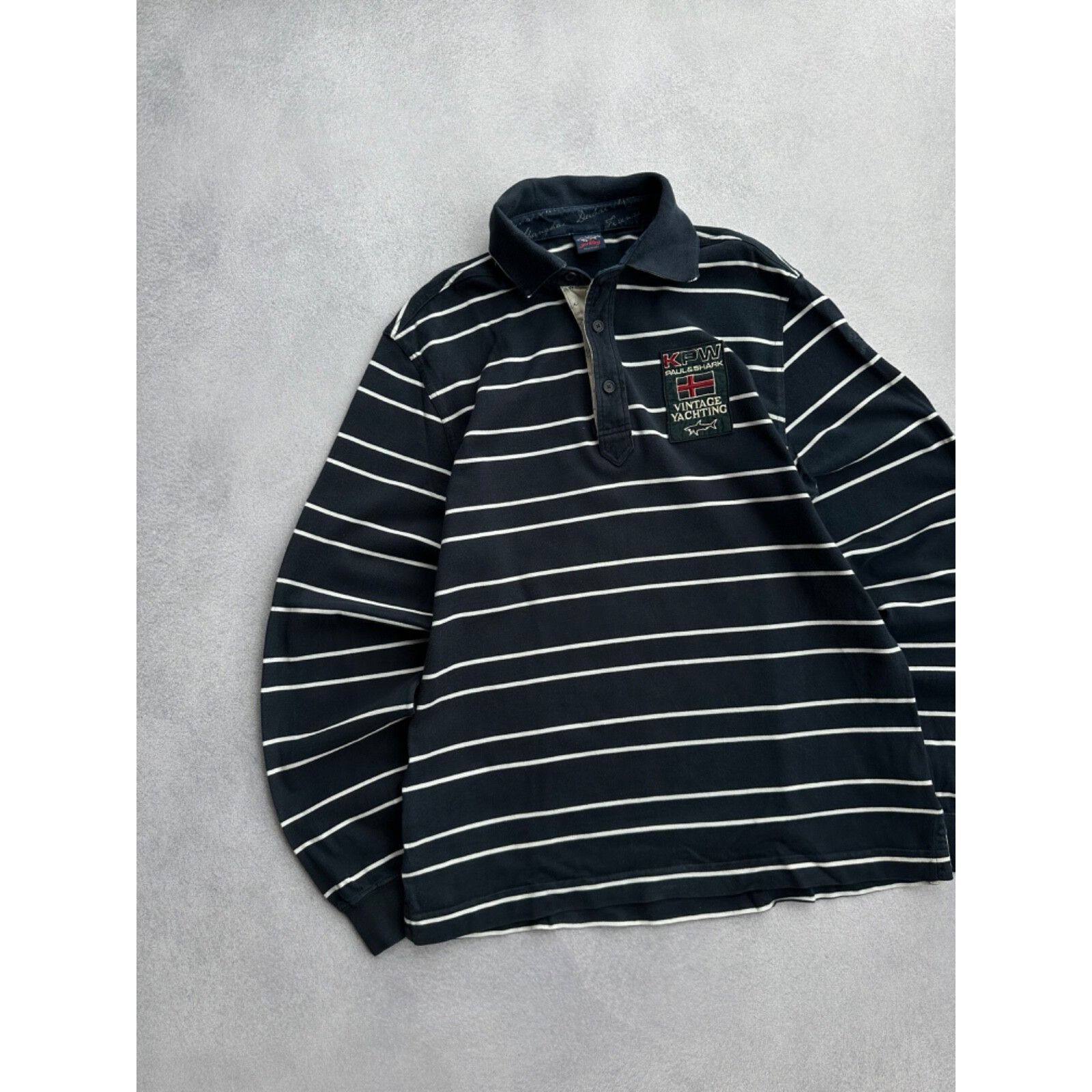 Paul & Shark VTG Paul & Shark Yachting KPW Striped Rugby Shirt Size US L / EU 52-54 / 3 - 2 Thumbnail