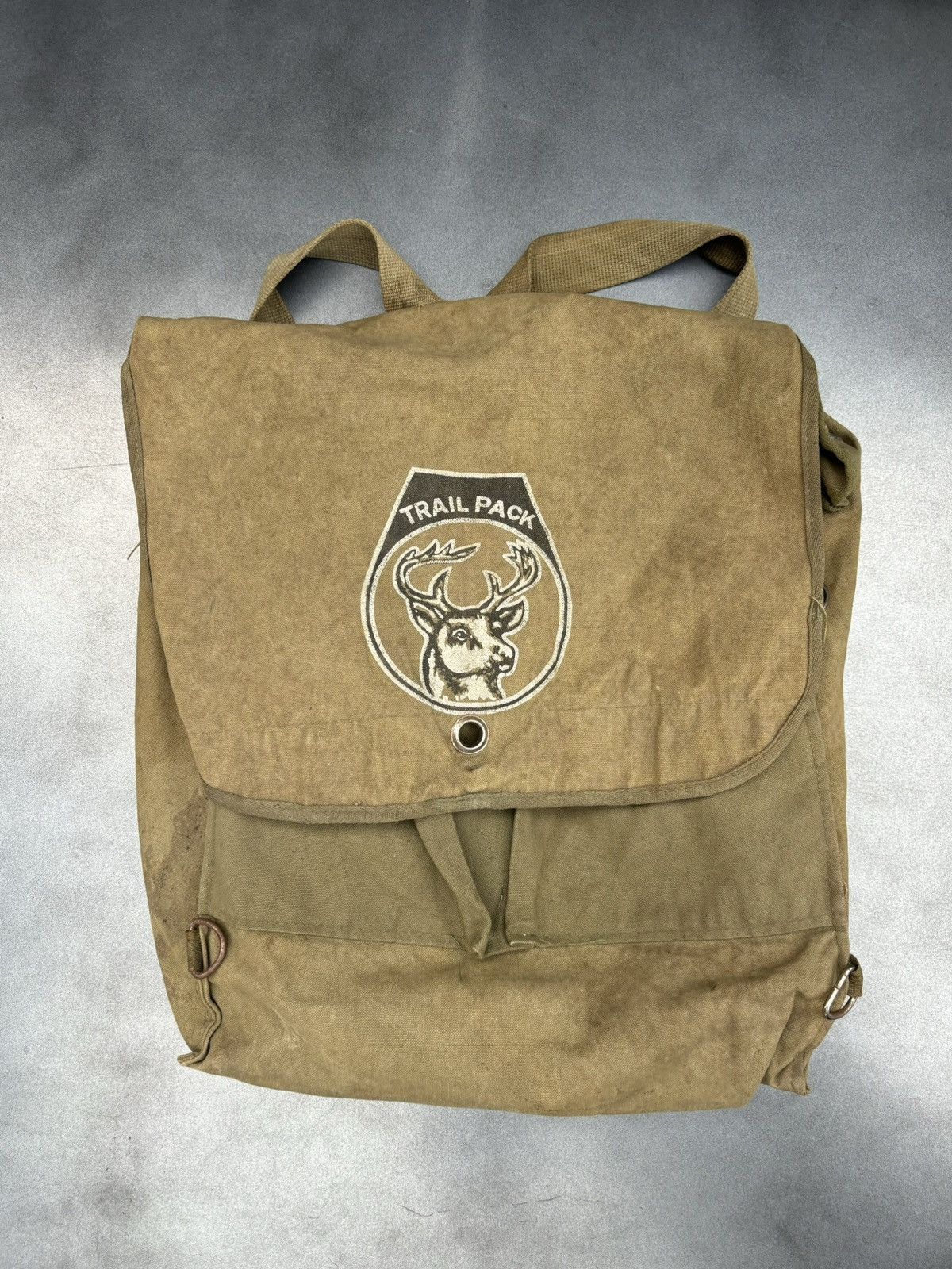 Vintage True Vintage Canvas Bag Trail Pack Boy Scout Army Backpack Size ONE SIZE - 2 Thumbnail
