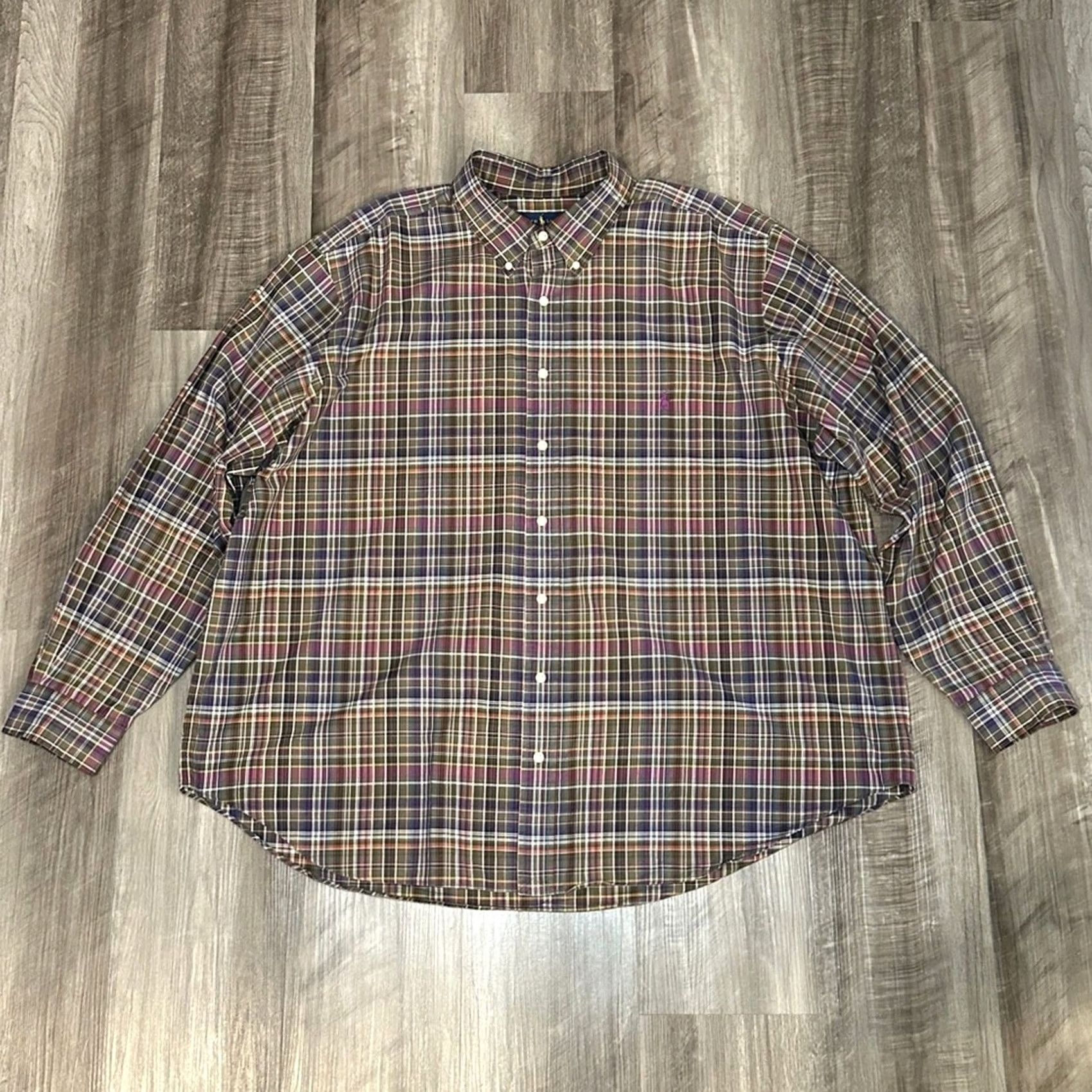Ralph Lauren Ralph Lauren Plaid Long Sleeve Button Down - 2XB Men Big & Tall Shirt Men 2XB Olive Green Plaid Size US XXL / EU 58 / 5 - 2 Thumbnail