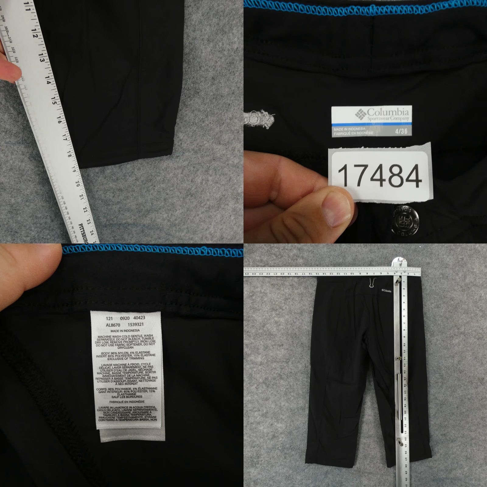 Vintage Columbia Pants Womens 4 Stretch Capri Flat Front Black Low Rise Drawstring Size 27" / US 4 / IT 40 - 8 Thumbnail