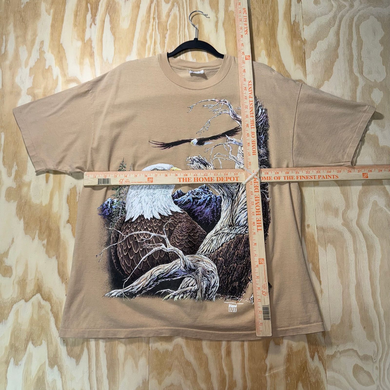 Hanes Vintage Y2K bald eagle flying 1990s nature mountains t-shirt Size US L / EU 52-54 / 3 - 4 Thumbnail