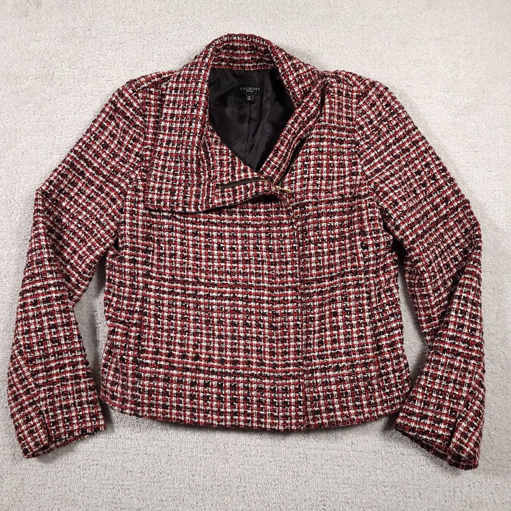 Talbots Talbots Blazer Tweed Jacket Women's 12P Petite Full Zip Lined Coat Business Red Size XL / US 12-14 / IT 48-50 - 2 Thumbnail