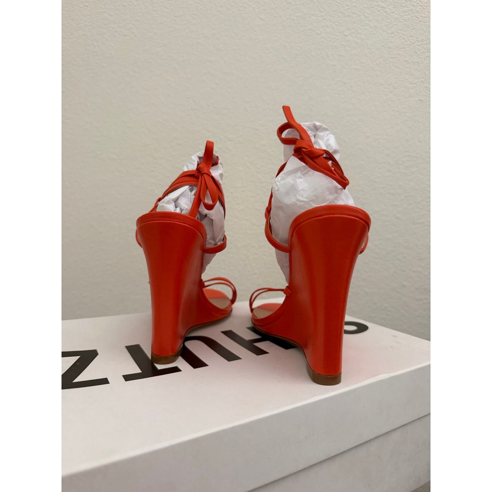 SCHUTZ Schutz Leather Heeled Sandals Deonne flame orange sz 7 Size US 7 / IT 37 - 7 Thumbnail