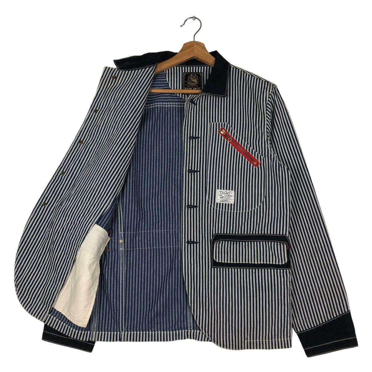 Japanese Brand 🔥VTG HICORY CHORE BIKER JACKET EVILACT MOTORCYCLE KAPITAL Size US S / EU 44-46 / 1 - 11 Thumbnail