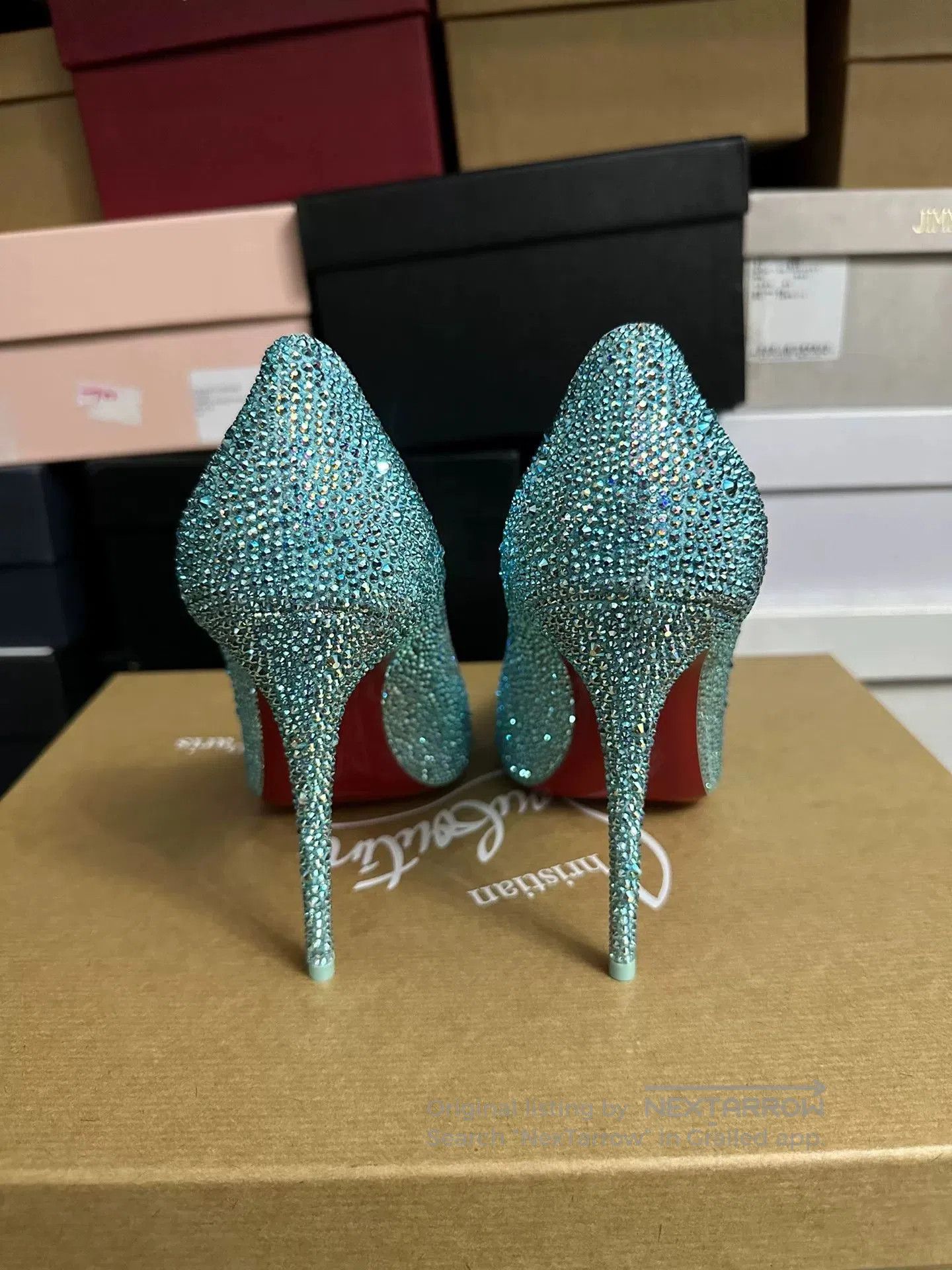 Christian Louboutin Christian Louboutin Blue Crystal Heels 39. Size US 8 / IT 38 - 4 Thumbnail