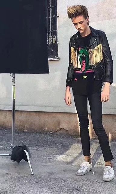 Saint Laurent Paris Saint Laurent Paris 2016SS Snake pattern fringed leather j Size US S / EU 44-46 / 1 - 6 Thumbnail