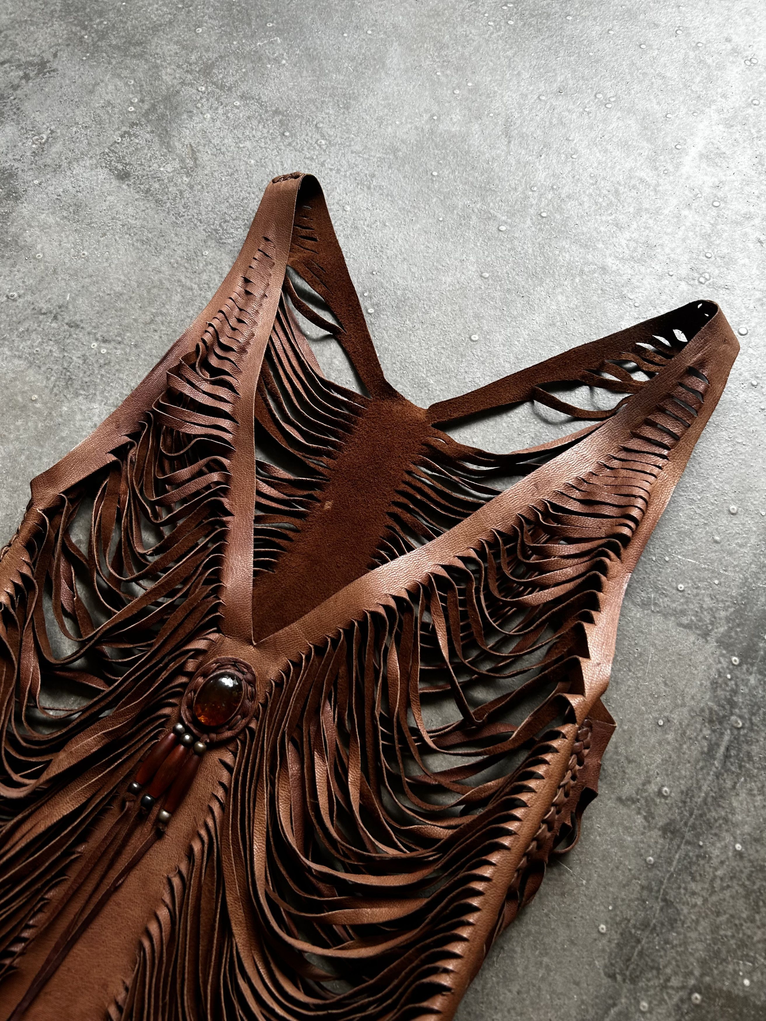 SHARE SPIRIT Amber Hollow-Out Goat Leather Vest