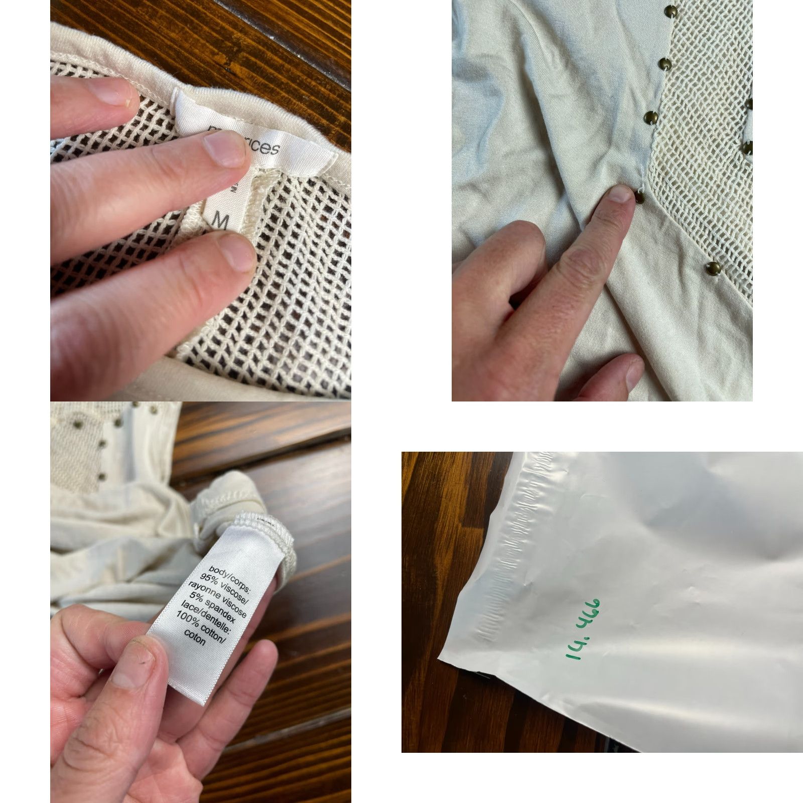 Vintage Maurices Shirt Women's Medium Ivory Lightweight Metal Detail T-Shirt Casual Modern Womens Size M / US 6-8 / IT 42-44 - 8 Thumbnail