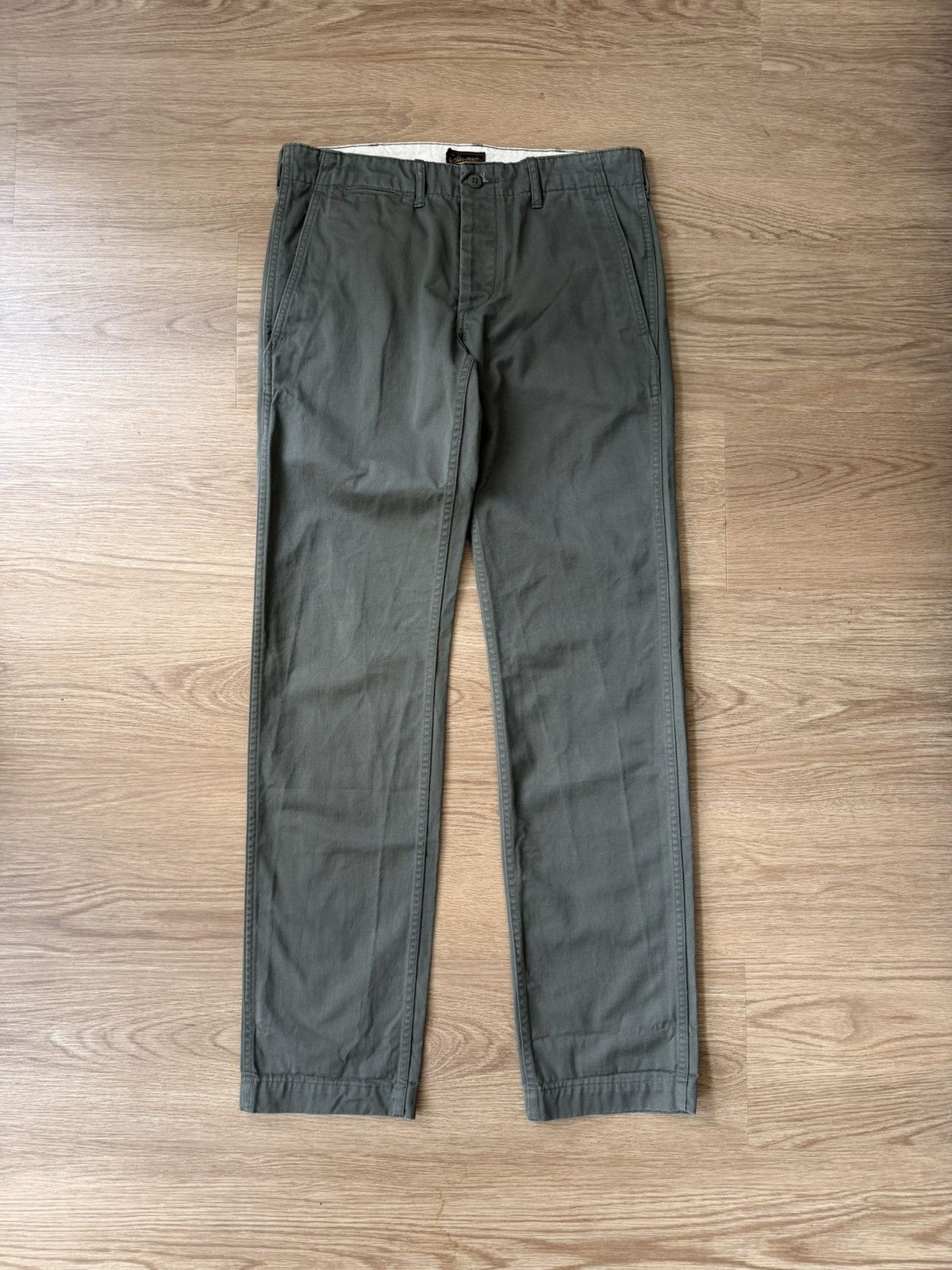 Stevenson Overall Co. Hilts 963 Slim Chino Olive Made in Japan Self Edge (fits 32) Size US 33 - 1 Thumbnail