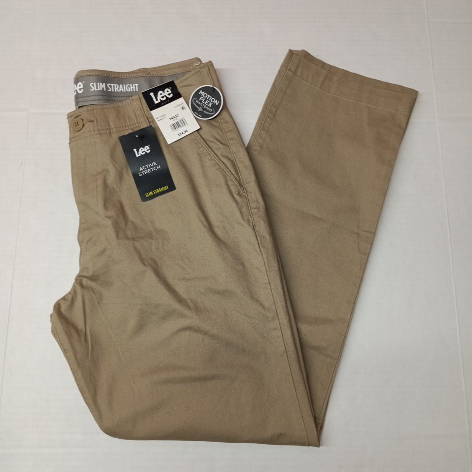 Lee Lee Flat Front Chino Pants Men's 34x32 Khaki Slim Fit Size US 34 / EU 50 - 1 Thumbnail