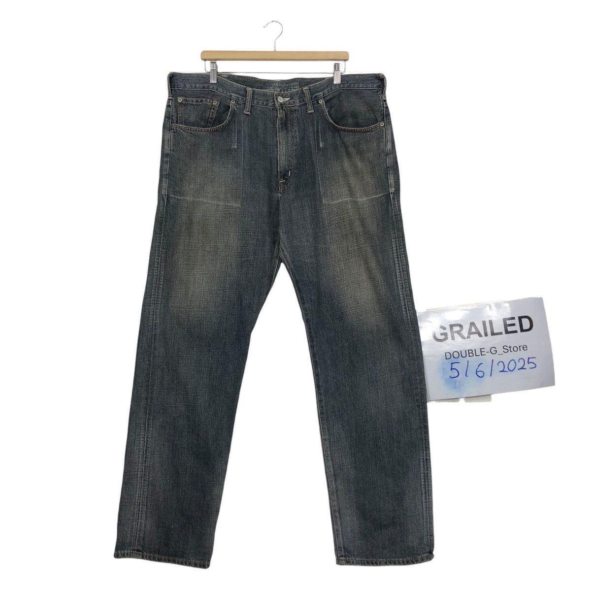 Japanese Brand Edwin Dark Wash Straight Leg Jeans Faded Denim Workwear Size US 40 / EU 56 - 1 Thumbnail
