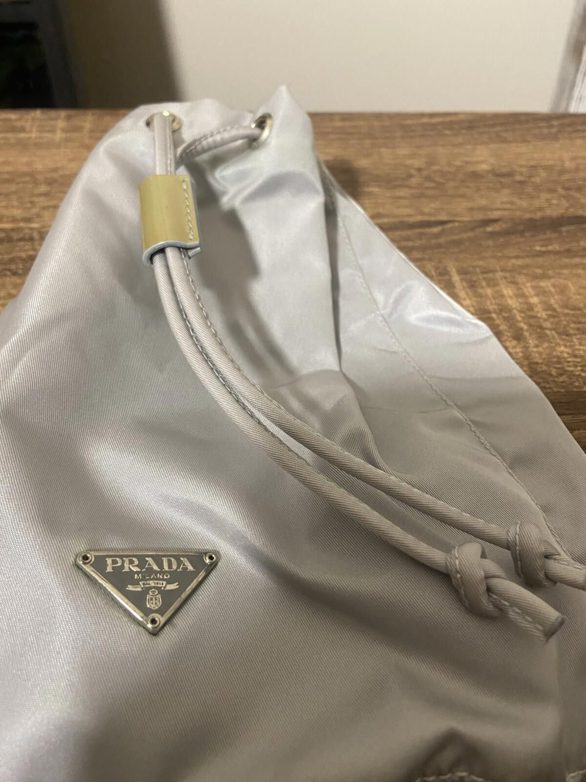 Prada Prada silver gray drawstring bucket pouch bag, great w card Size ONE SIZE - 3 Thumbnail