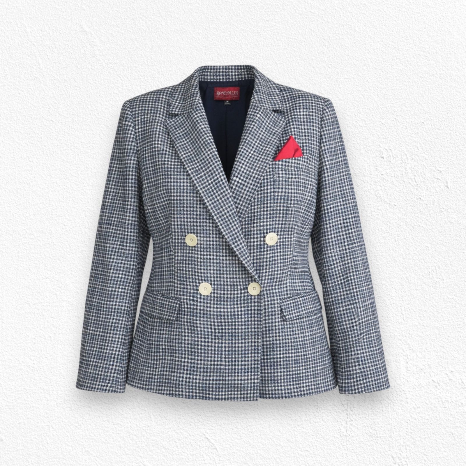 Vintage Navy Plaid Crop Blazer Size 10