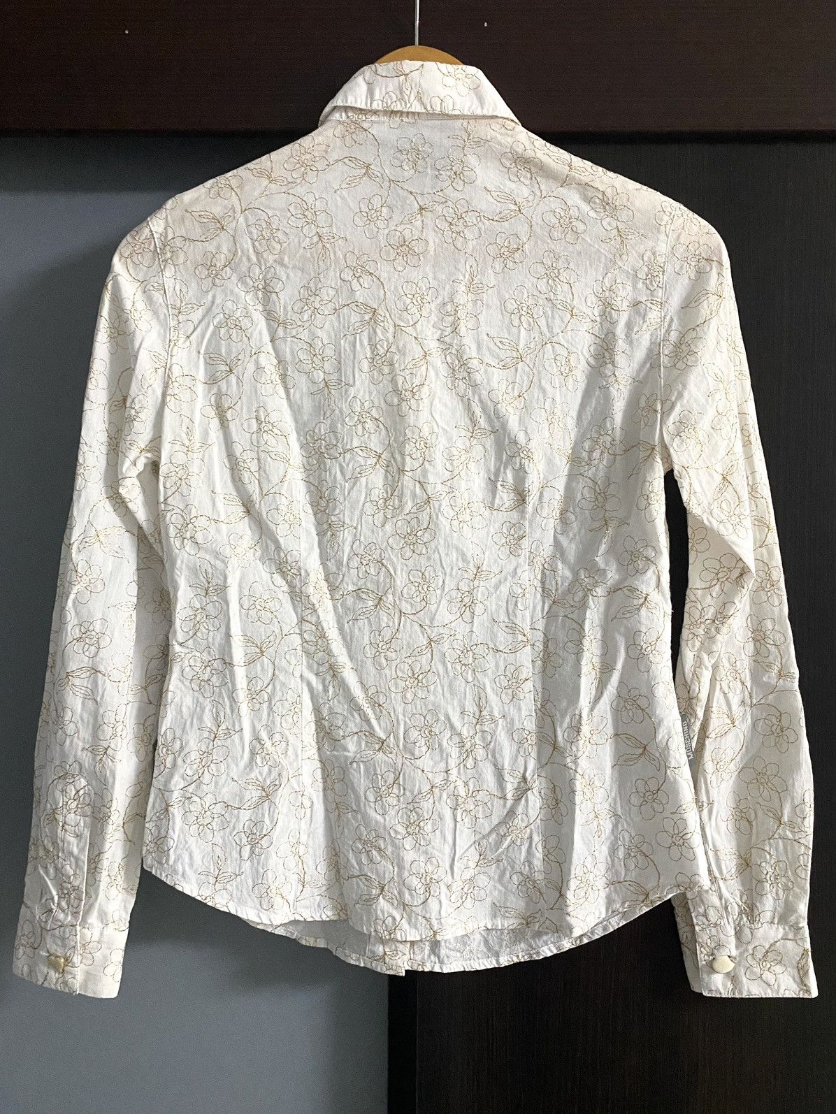 Moschino Women’s Moschino White Shirt Golden Floral Embroidery Decor Size S / US 4 / IT 40 - 4 Thumbnail