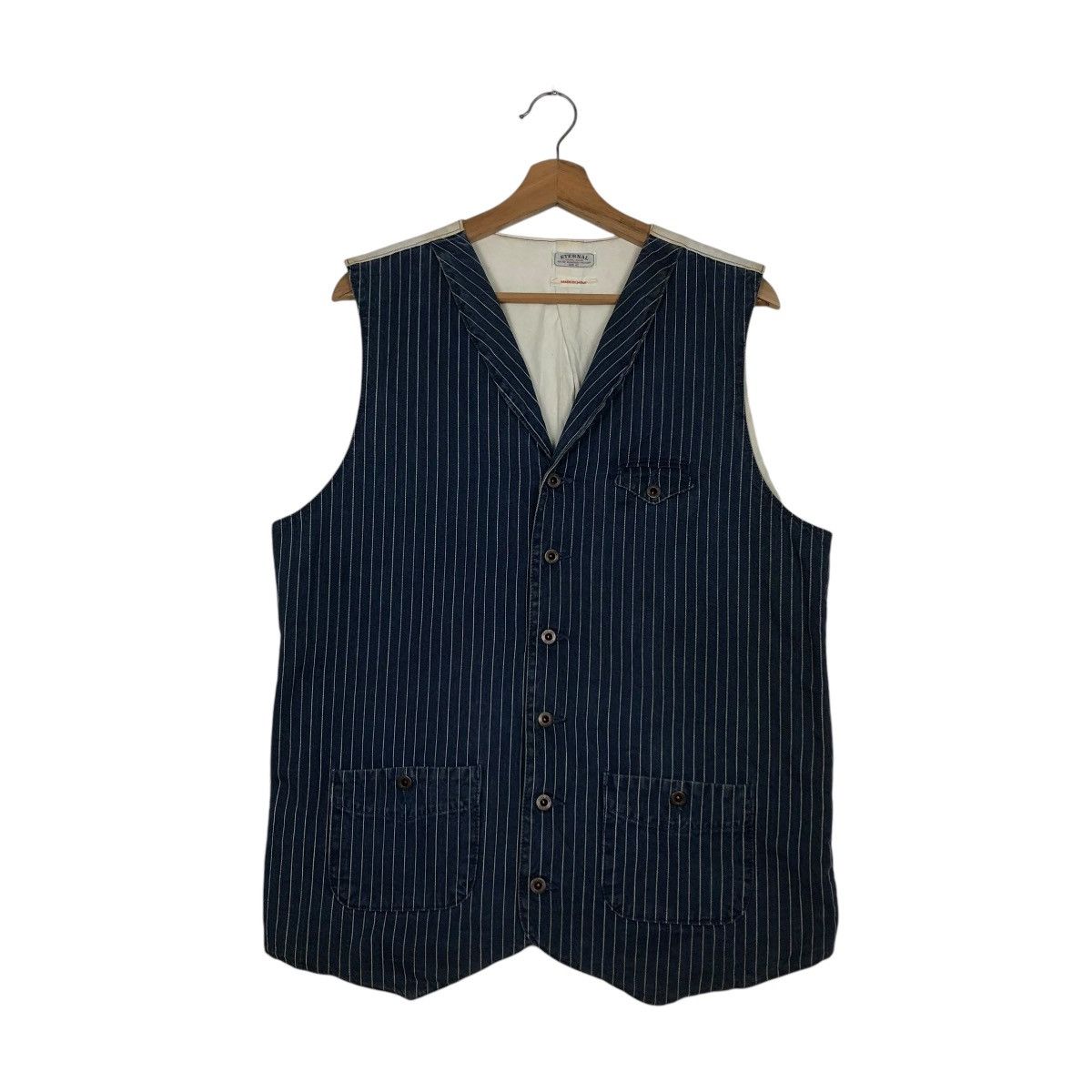 Eternal 🔥VINTAGE WAIST COATS VEST ETERNAL HICKORY CHORE STRIPED Size US L / EU 52-54 / 3 - 3 Thumbnail